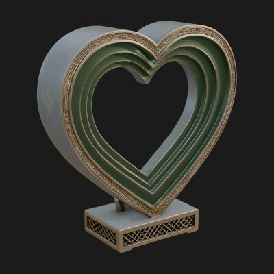 Ornate Framed Heart Plaque Design 227 3D Print Model