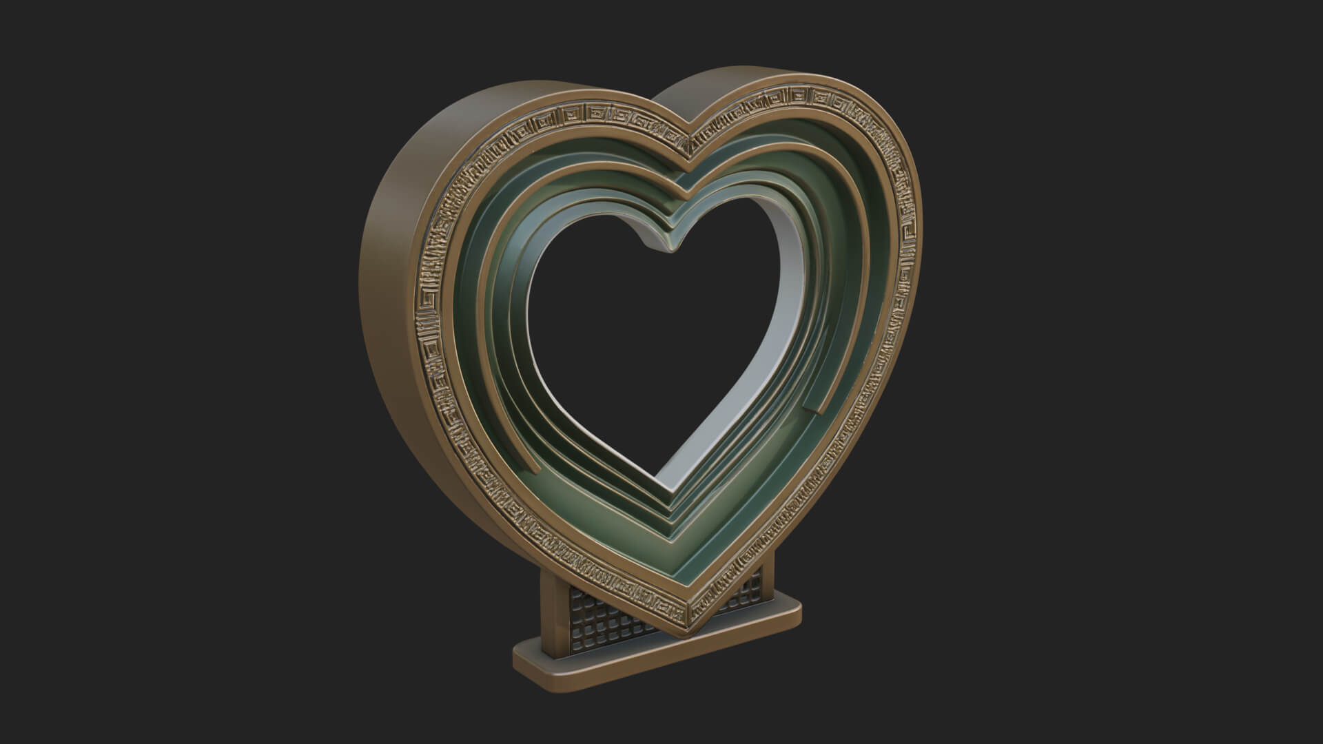 Ornate Framed Heart Plaque Design 228 3D Print Model 3D Model