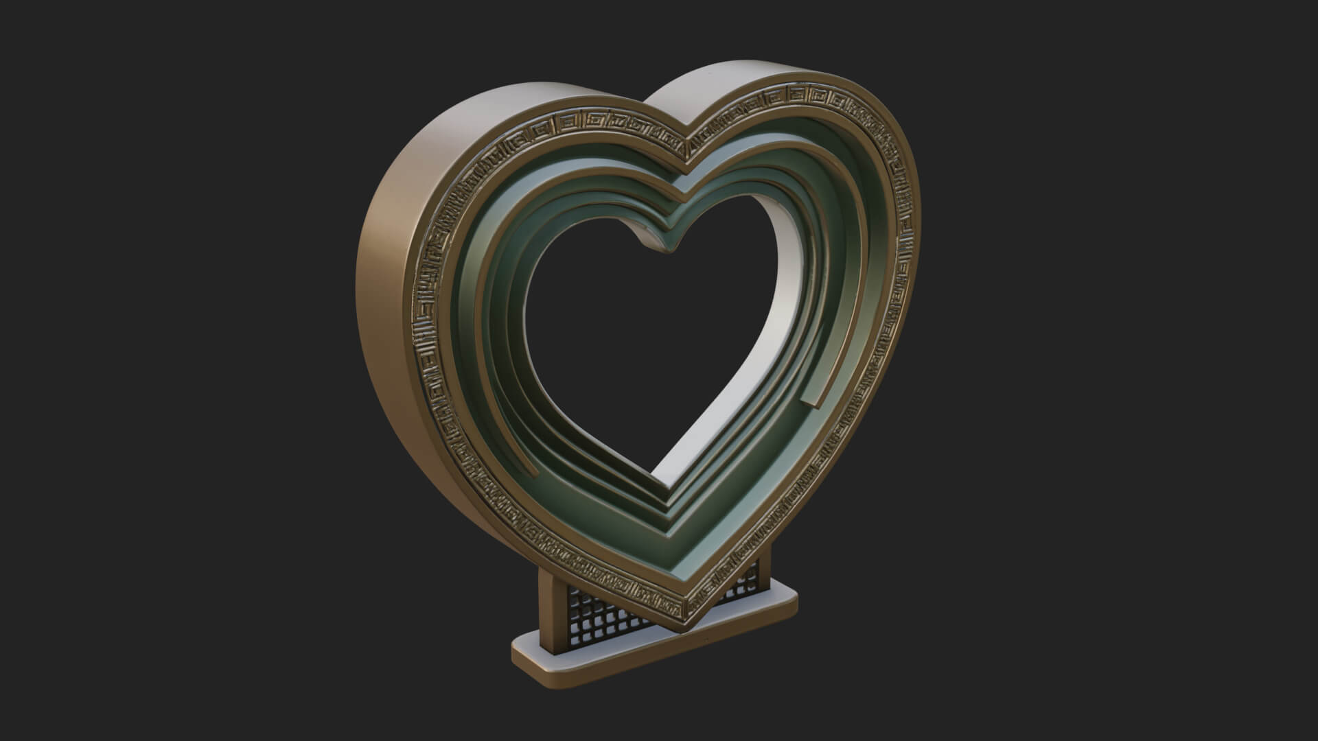 Ornate Framed Heart Plaque Design 228 3D Print Model 3D Model