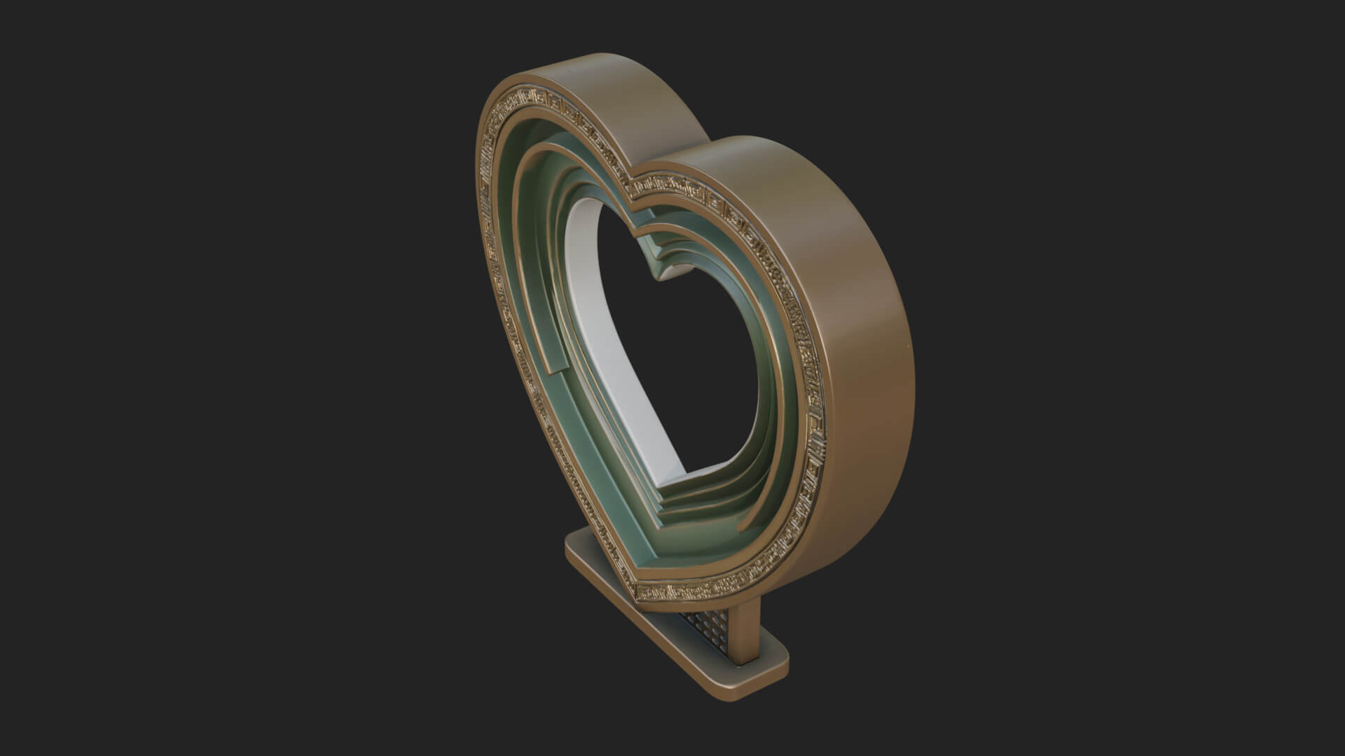 Ornate Framed Heart Plaque Design 228 3D Print Model 3D Model