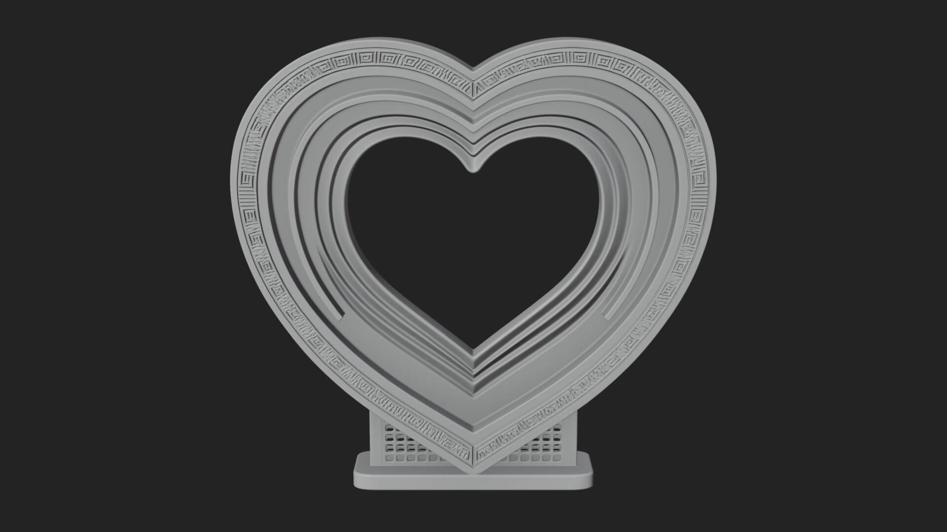 Ornate Framed Heart Plaque Design 228 3D Print Model 3D Model