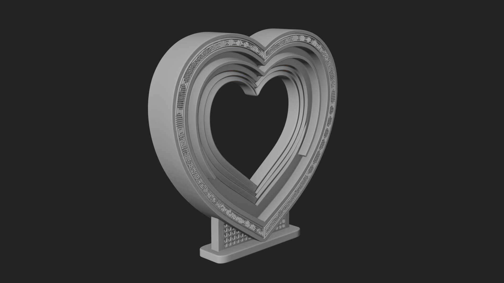 Ornate Framed Heart Plaque Design 228 3D Print Model 3D Model
