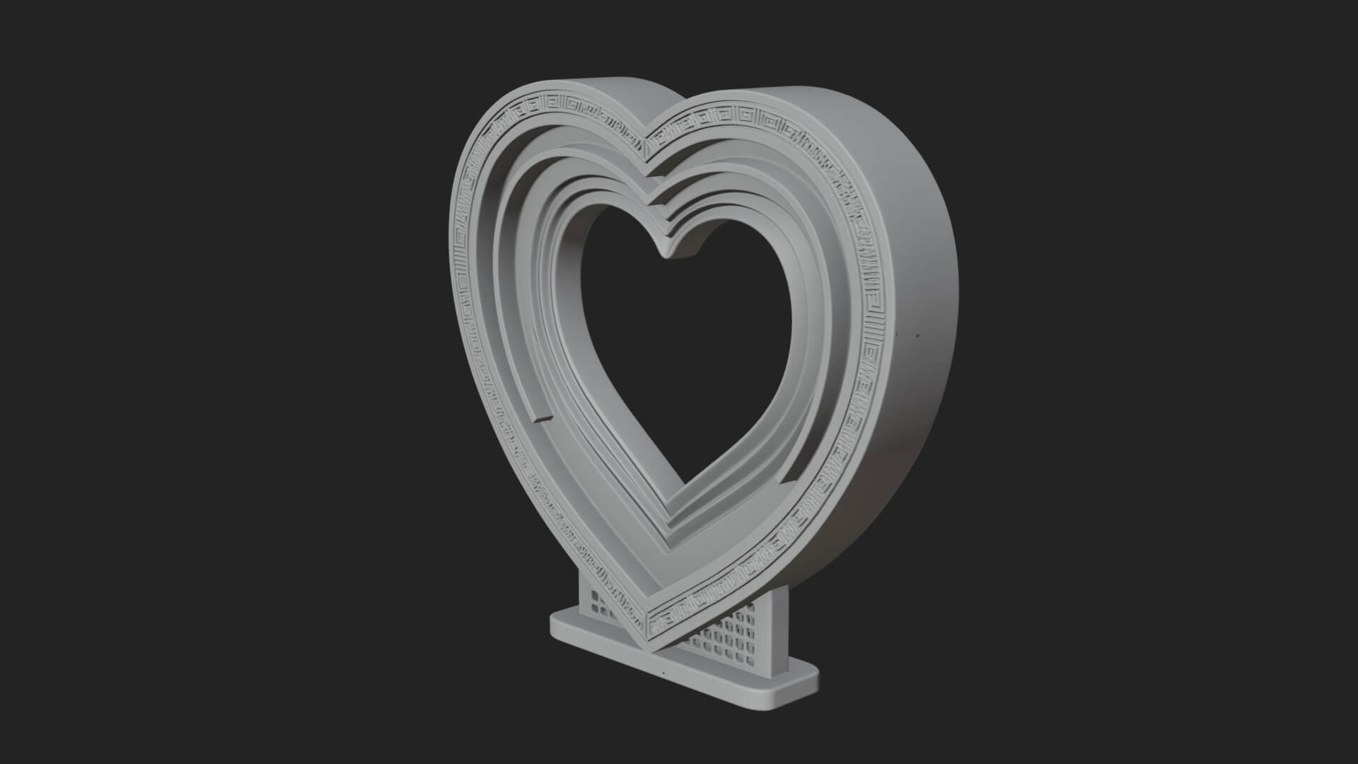 Ornate Framed Heart Plaque Design 228 3D Print Model 3D Model