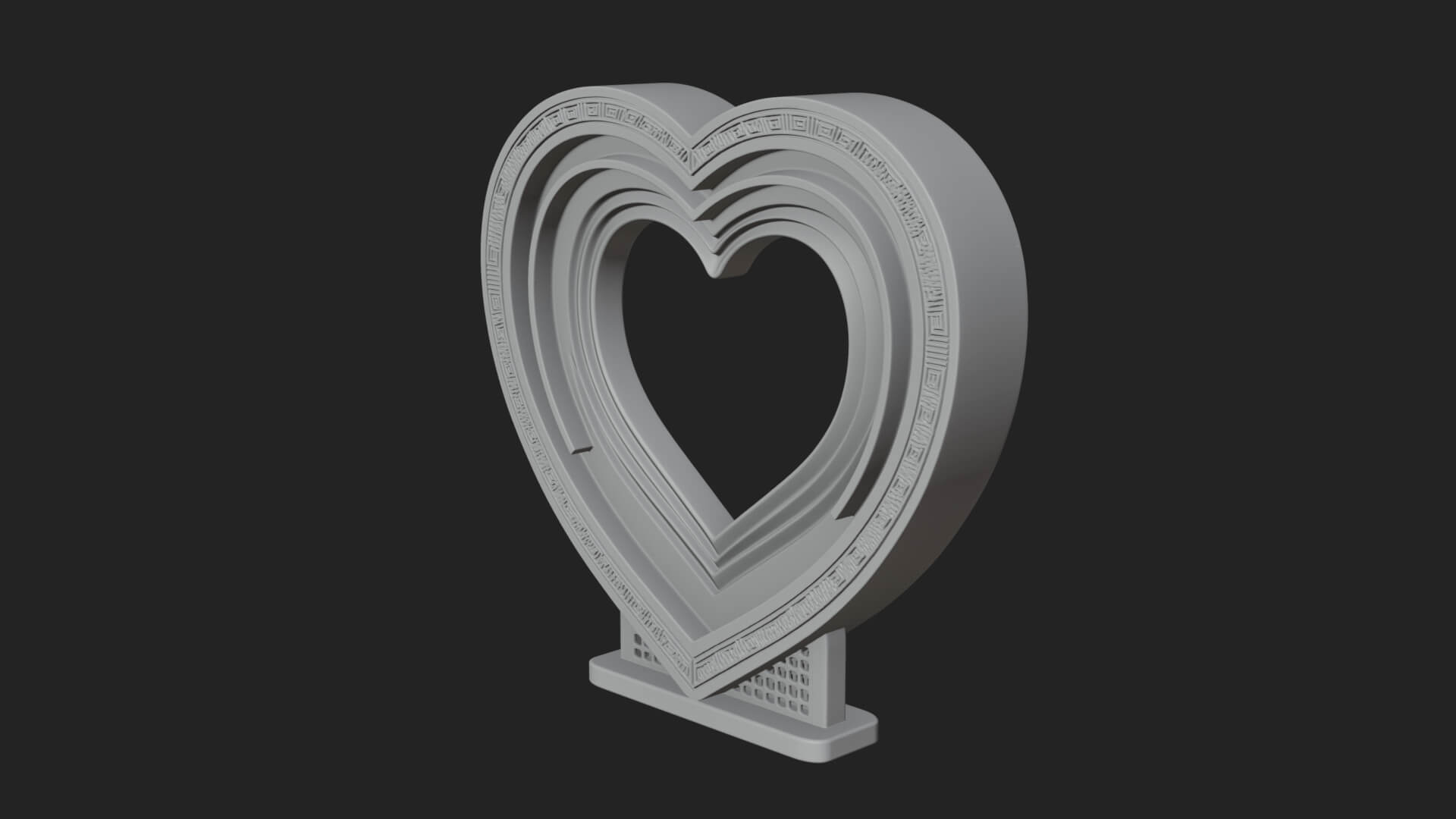 Ornate Framed Heart Plaque Design 228 3D Print Model 3D Model
