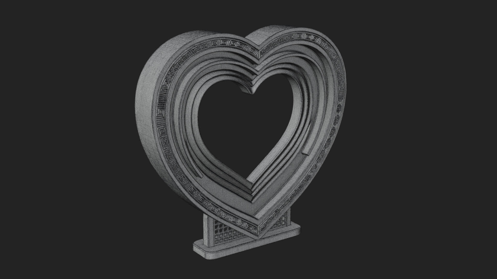 Ornate Framed Heart Plaque Design 228 3D Print Model 3D Model