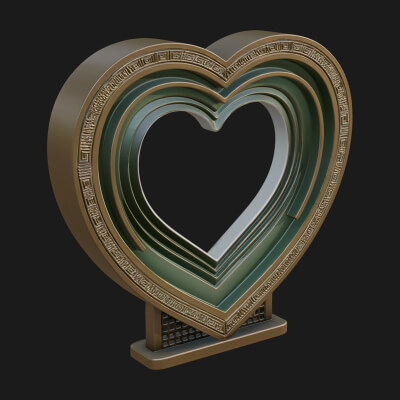 Ornate Framed Heart Plaque Design 228 3D Print Model