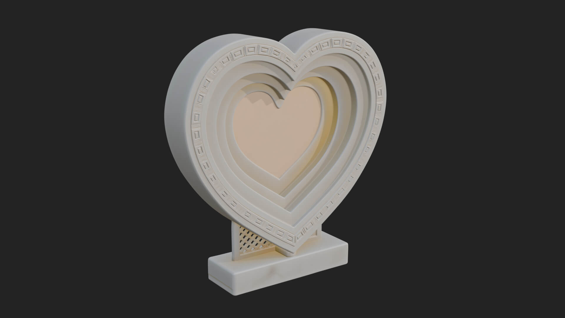 Ornate Framed Heart Plaque Design 229 3D Print Model 3D Model