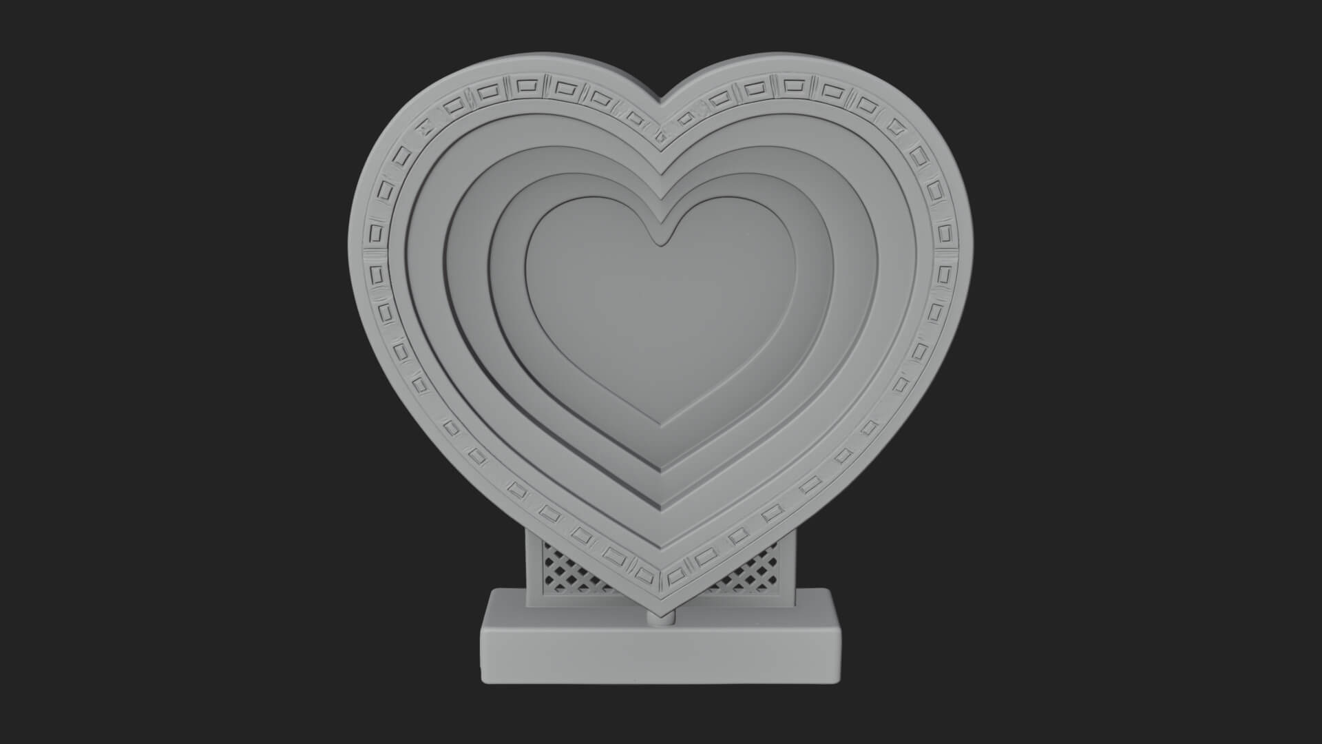Ornate Framed Heart Plaque Design 229 3D Print Model 3D Model