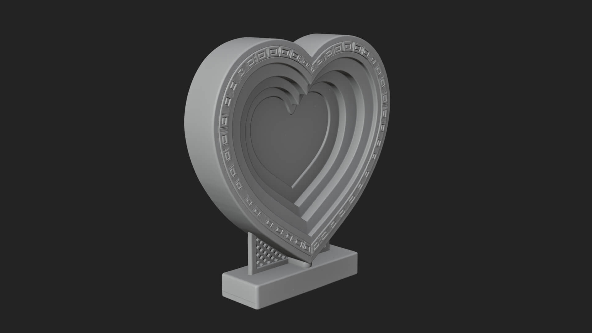 Ornate Framed Heart Plaque Design 229 3D Print Model 3D Model