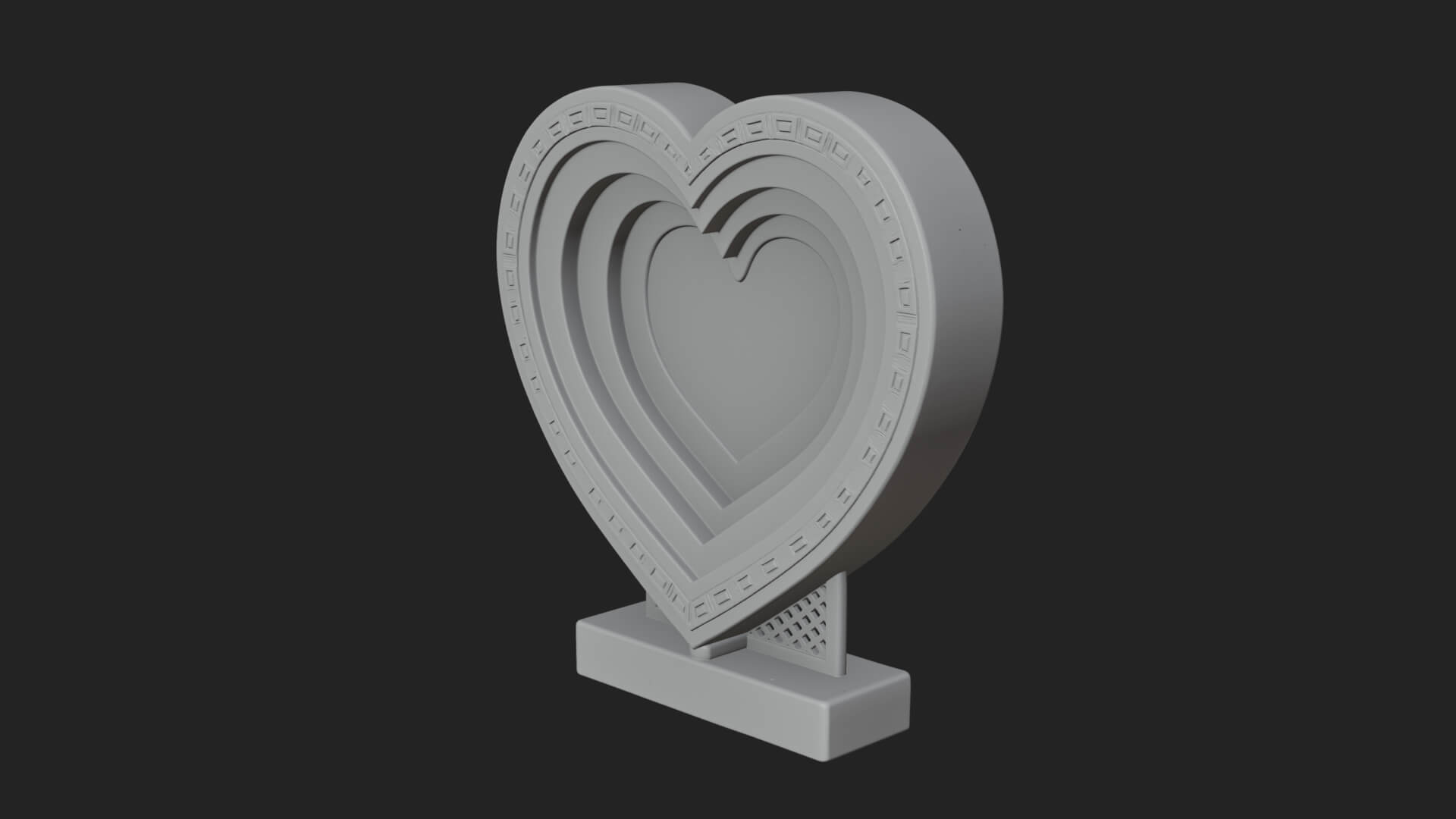 Ornate Framed Heart Plaque Design 229 3D Print Model 3D Model