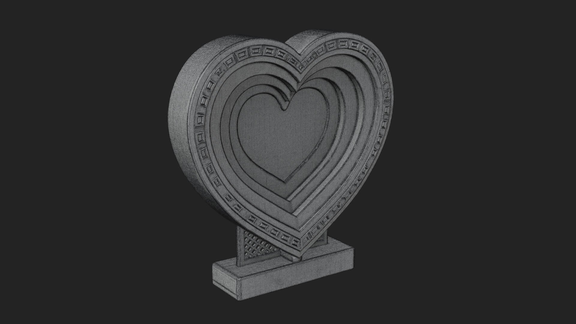 Ornate Framed Heart Plaque Design 229 3D Print Model 3D Model