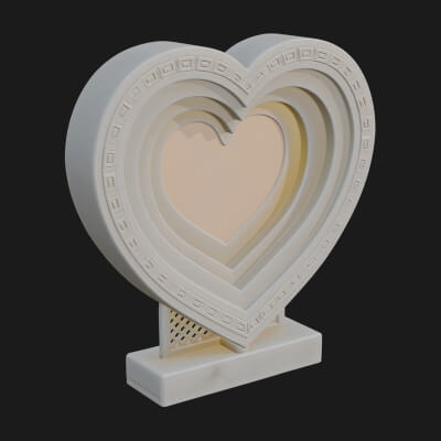 Ornate Framed Heart Plaque Design 229 3D Print Model