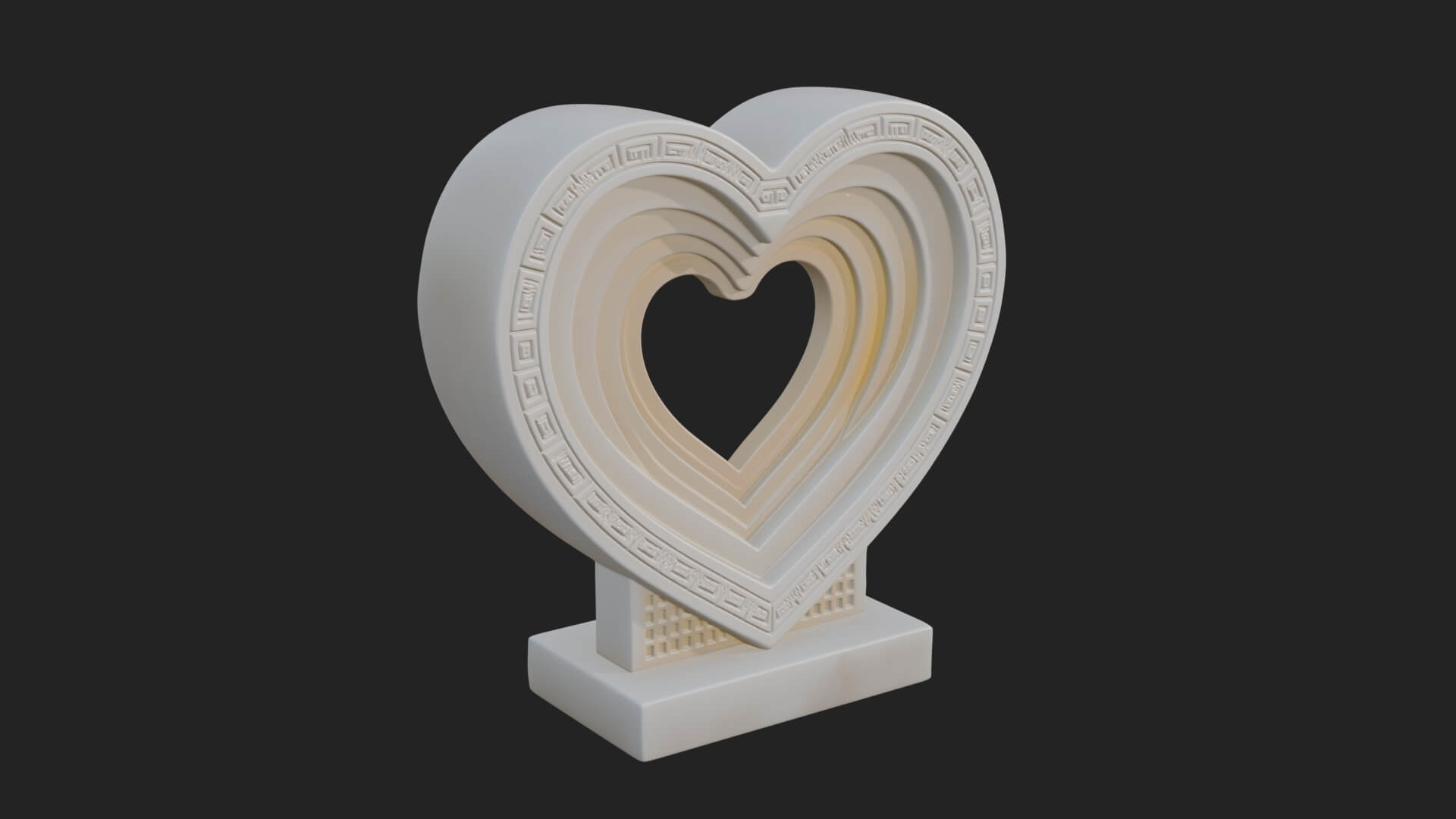 Ornate Framed Heart Plaque Design 230 3D Print Model 3D Model