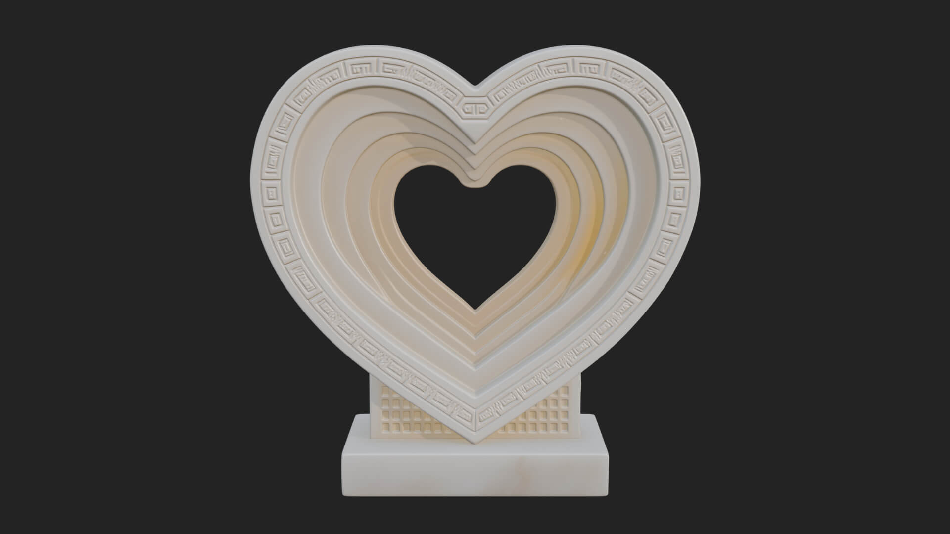 Ornate Framed Heart Plaque Design 230 3D Print Model 3D Model