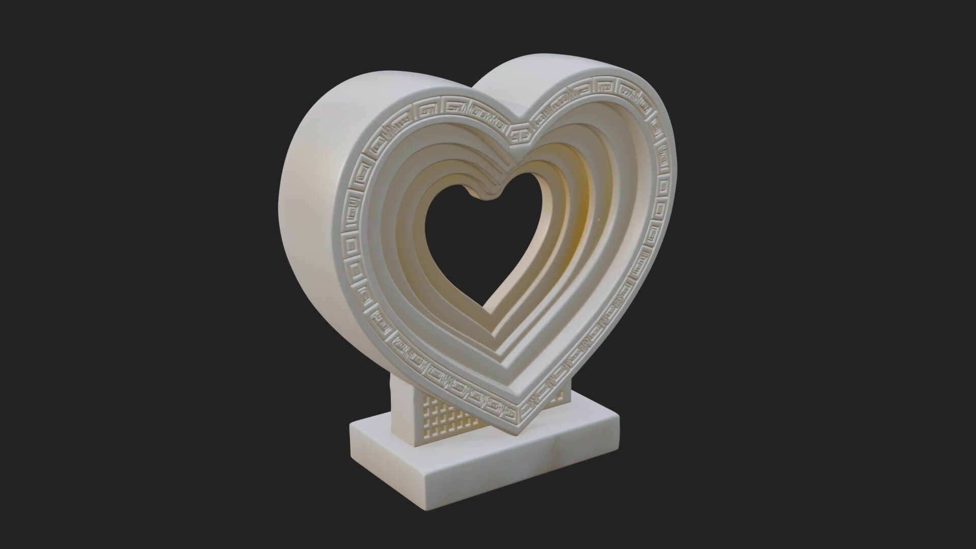 Ornate Framed Heart Plaque Design 230 3D Print Model 3D Model
