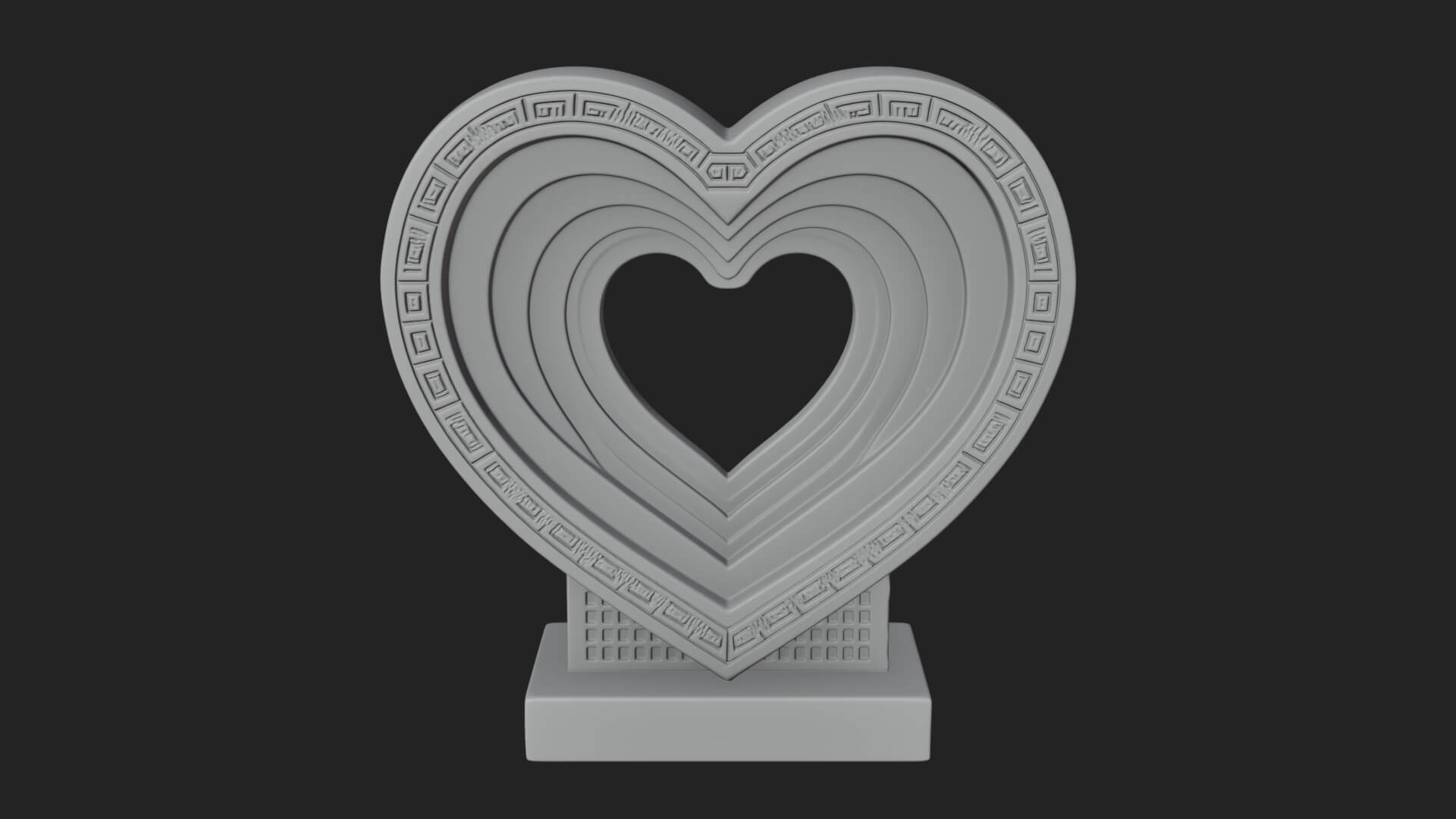 Ornate Framed Heart Plaque Design 230 3D Print Model 3D Model