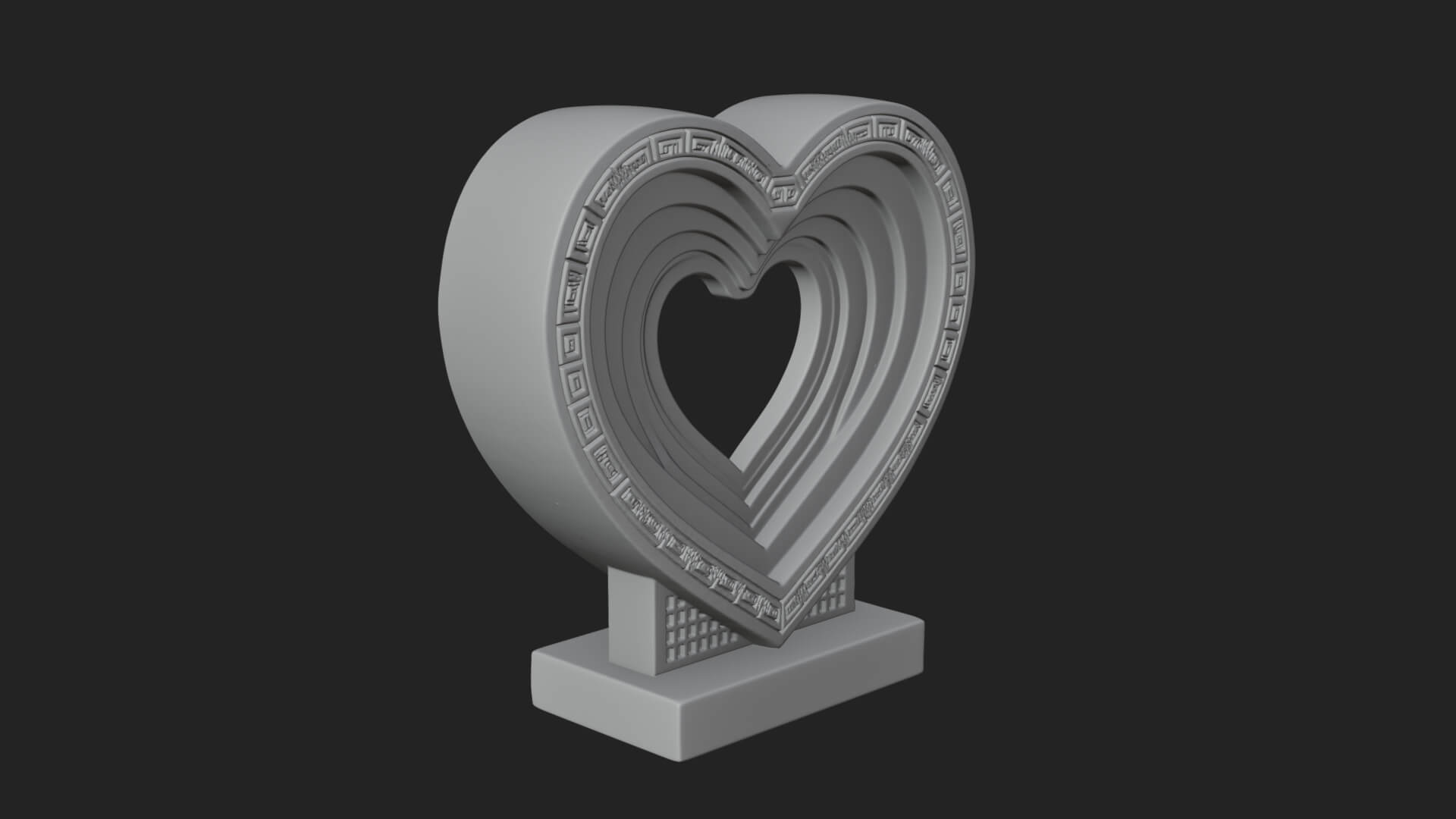 Ornate Framed Heart Plaque Design 230 3D Print Model 3D Model