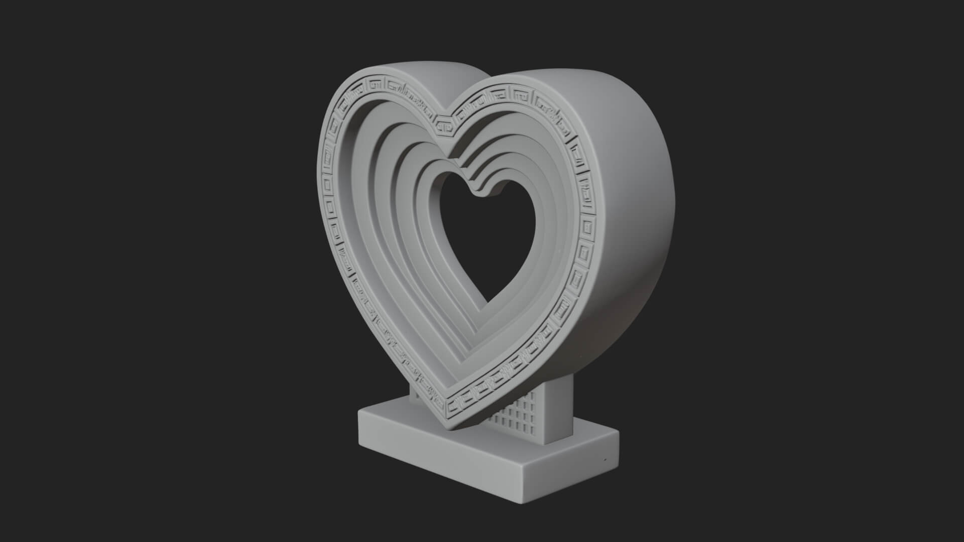 Ornate Framed Heart Plaque Design 230 3D Print Model 3D Model