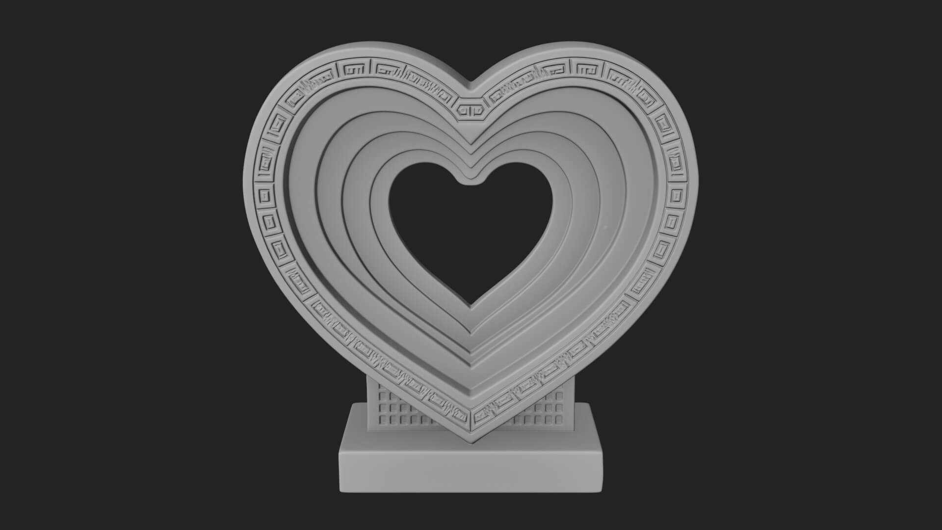 Ornate Framed Heart Plaque Design 230 3D Print Model 3D Model