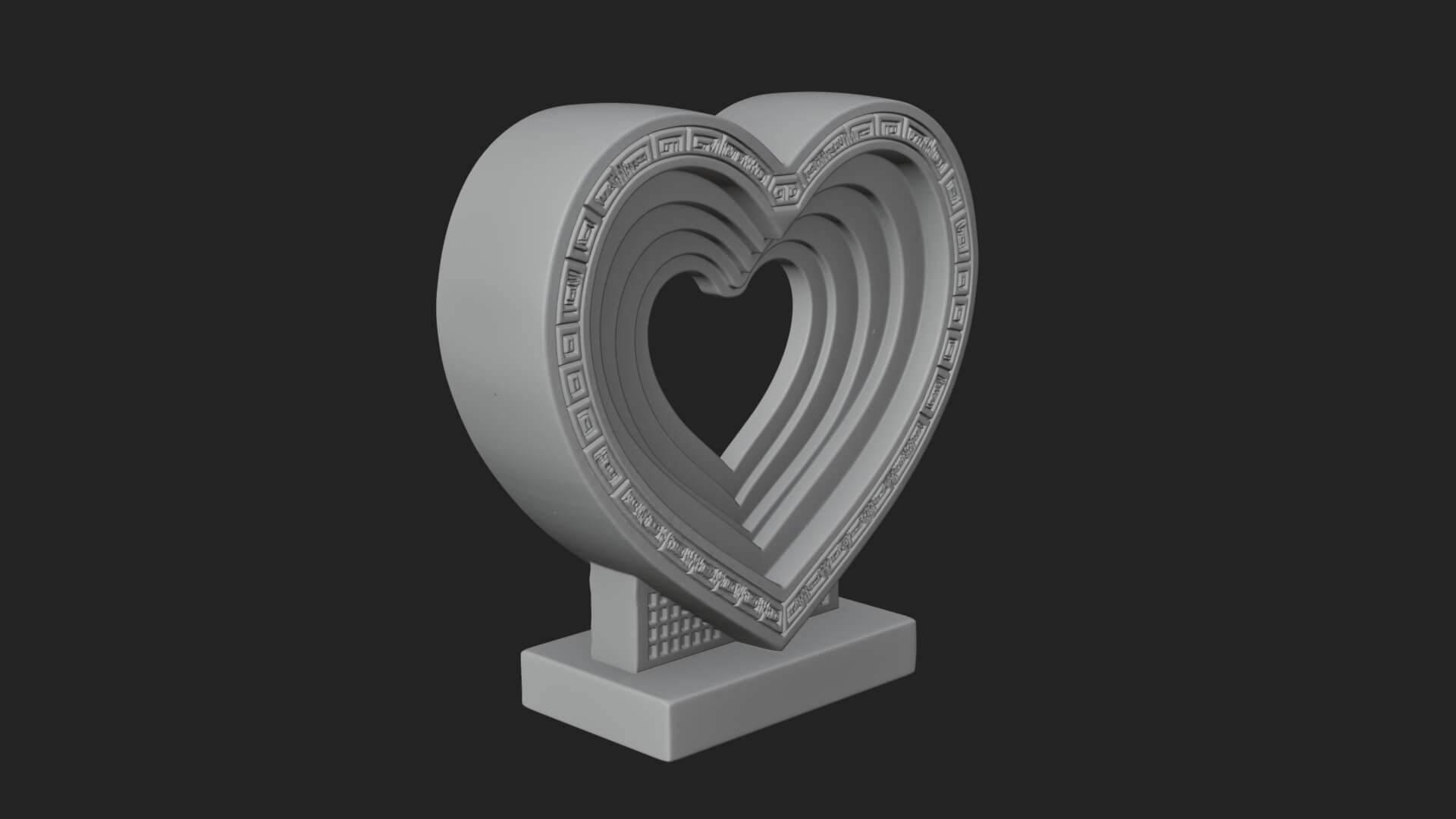 Ornate Framed Heart Plaque Design 230 3D Print Model 3D Model