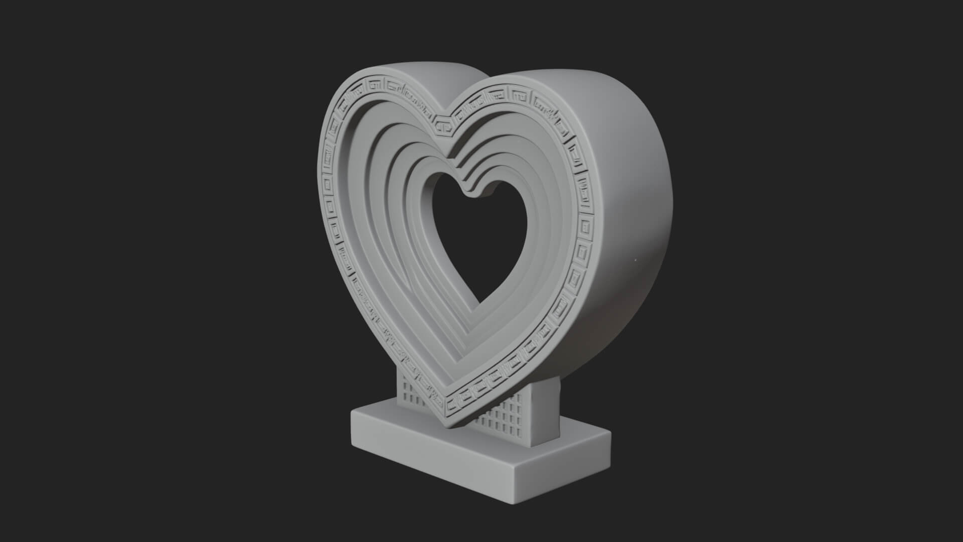 Ornate Framed Heart Plaque Design 230 3D Print Model 3D Model