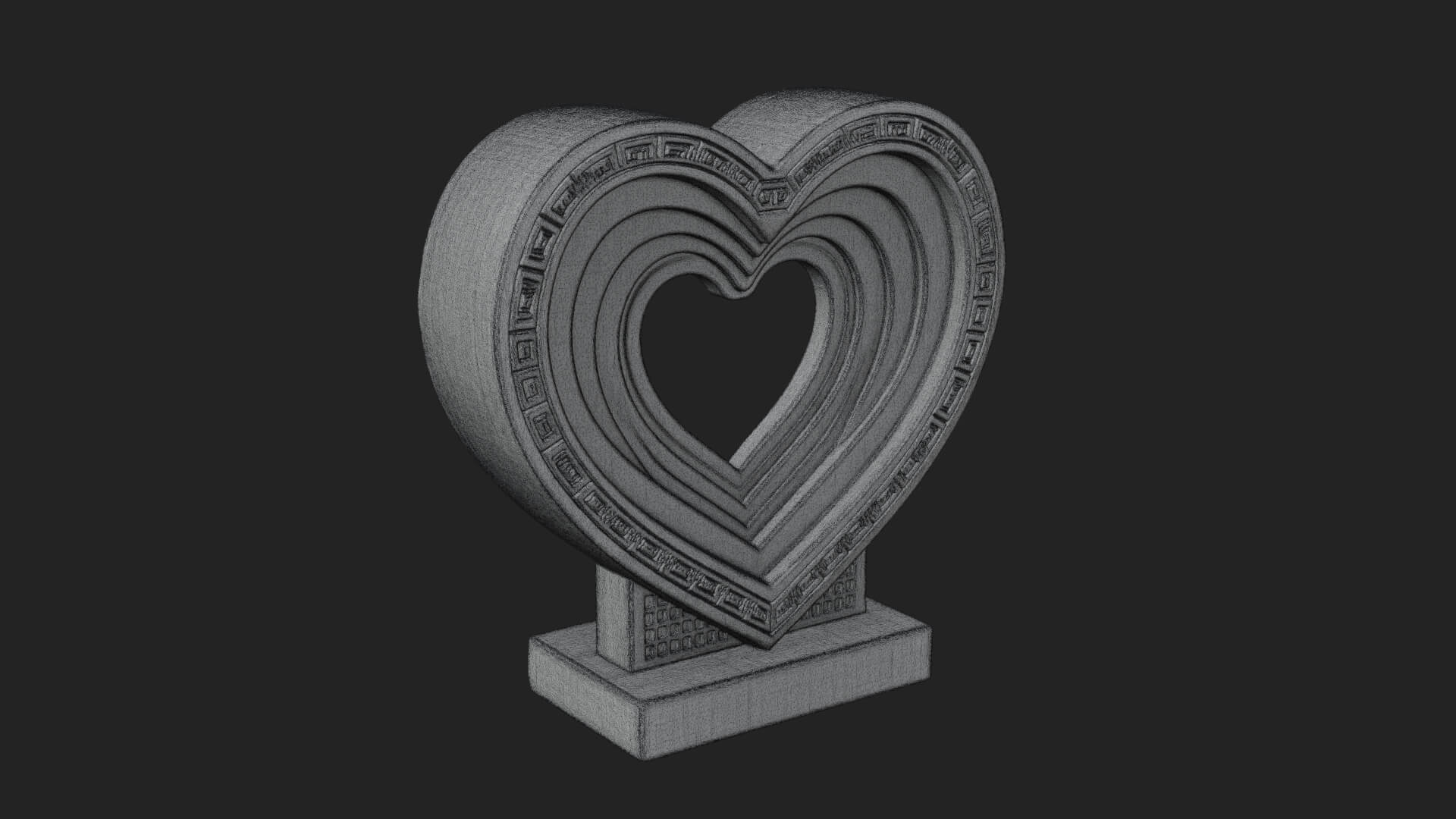 Ornate Framed Heart Plaque Design 230 3D Print Model 3D Model