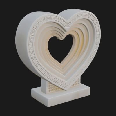 Ornate Framed Heart Plaque Design 230 3D Print Model