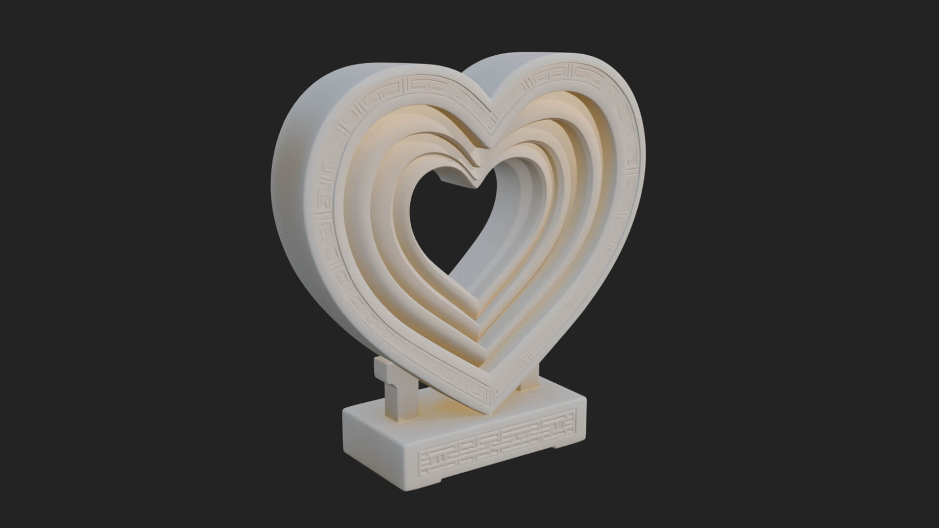 Ornate Framed Heart Plaque Design 231 3D Print Model 3D Model