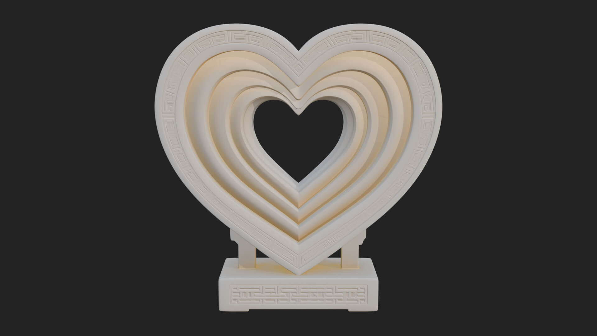 Ornate Framed Heart Plaque Design 231 3D Print Model 3D Model