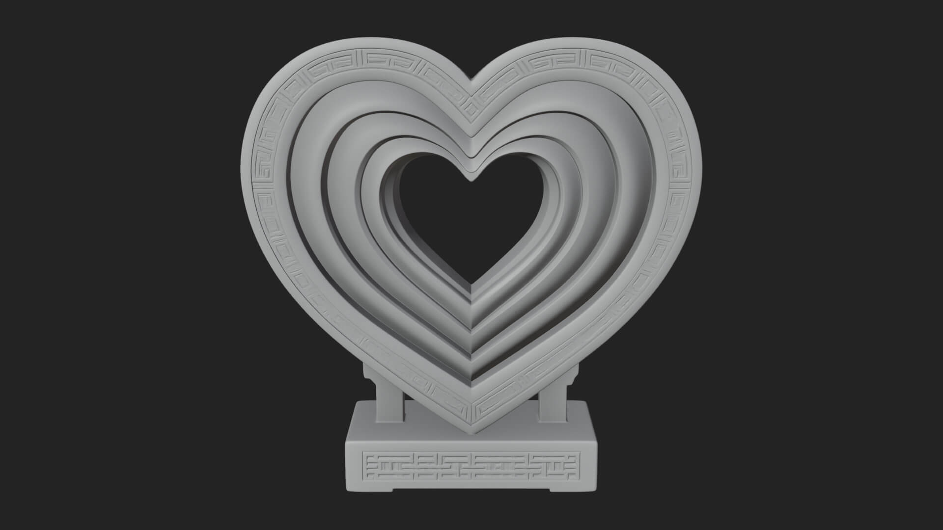Ornate Framed Heart Plaque Design 231 3D Print Model 3D Model