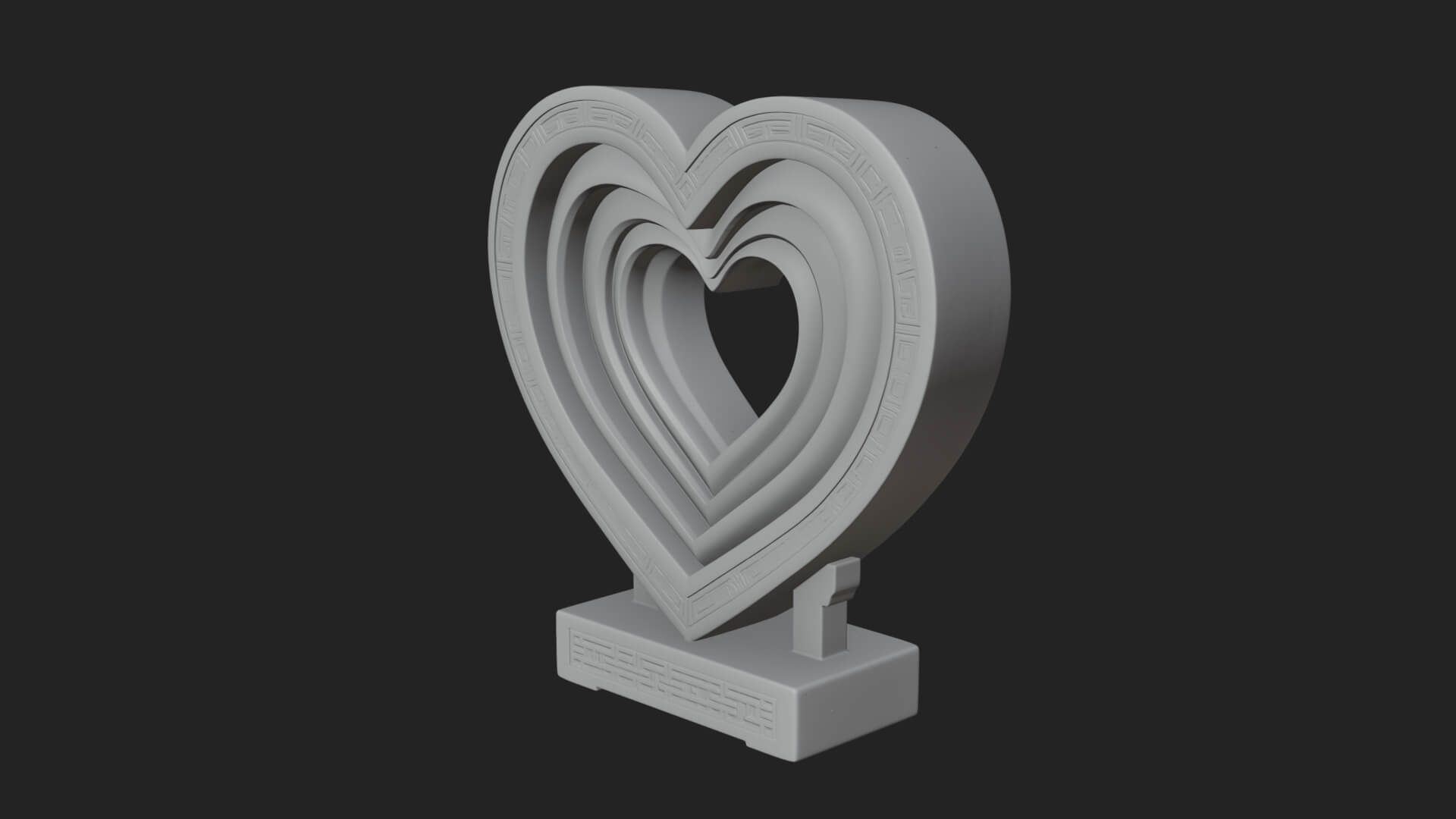 Ornate Framed Heart Plaque Design 231 3D Print Model 3D Model