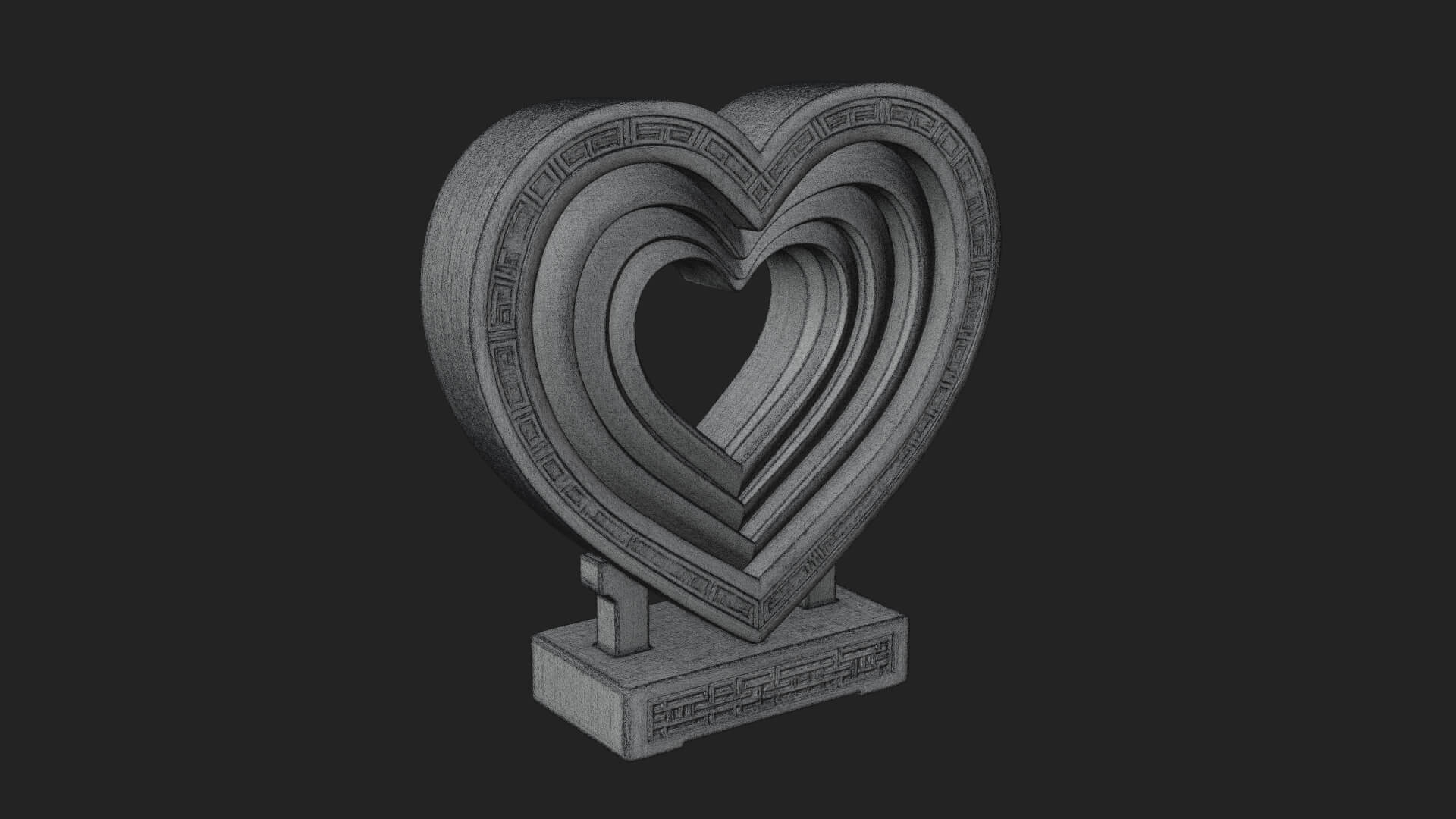 Ornate Framed Heart Plaque Design 231 3D Print Model 3D Model