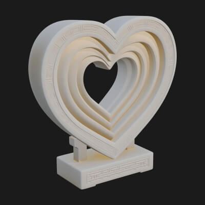 Ornate Framed Heart Plaque Design 231 3D Print Model