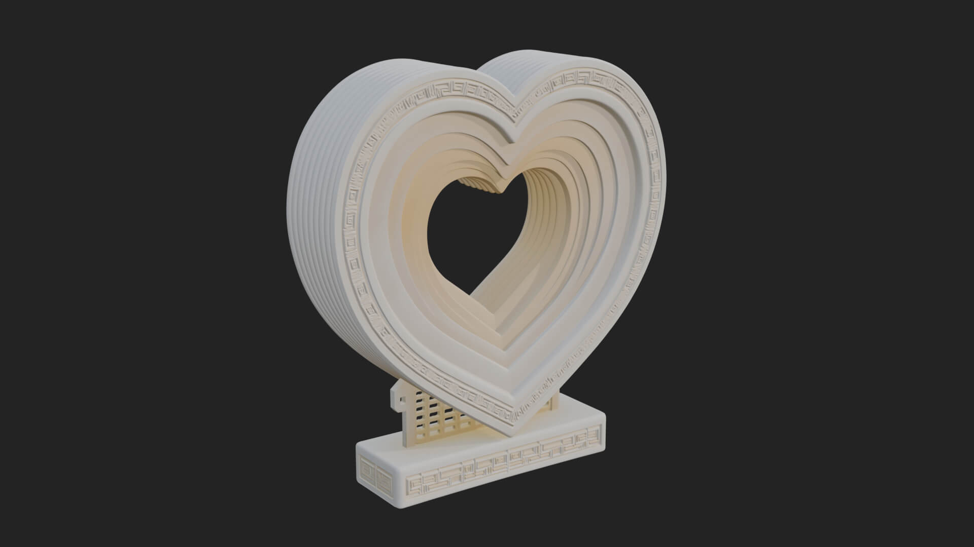 Ornate Framed Heart Plaque Design 232 3D Print Model 3D Model