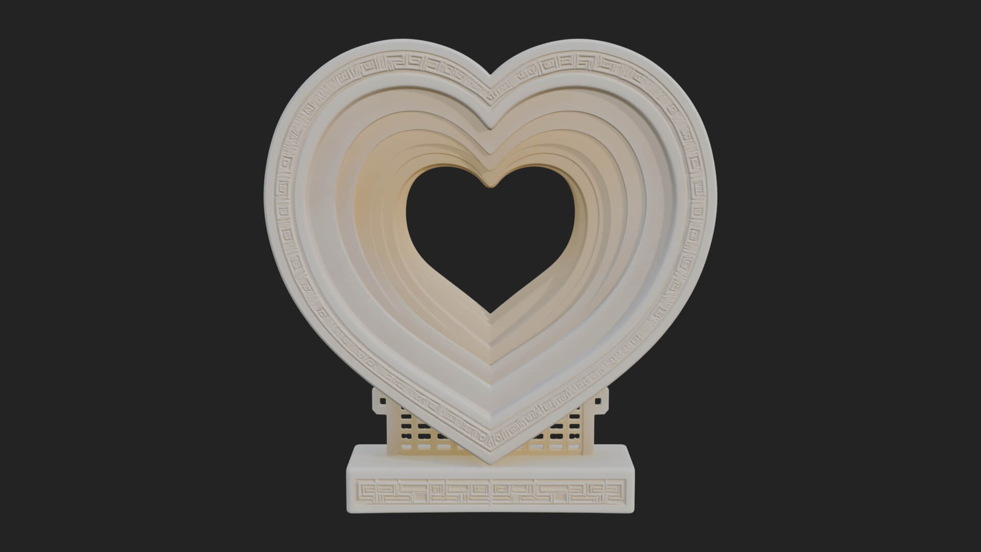 Ornate Framed Heart Plaque Design 232 3D Print Model 3D Model