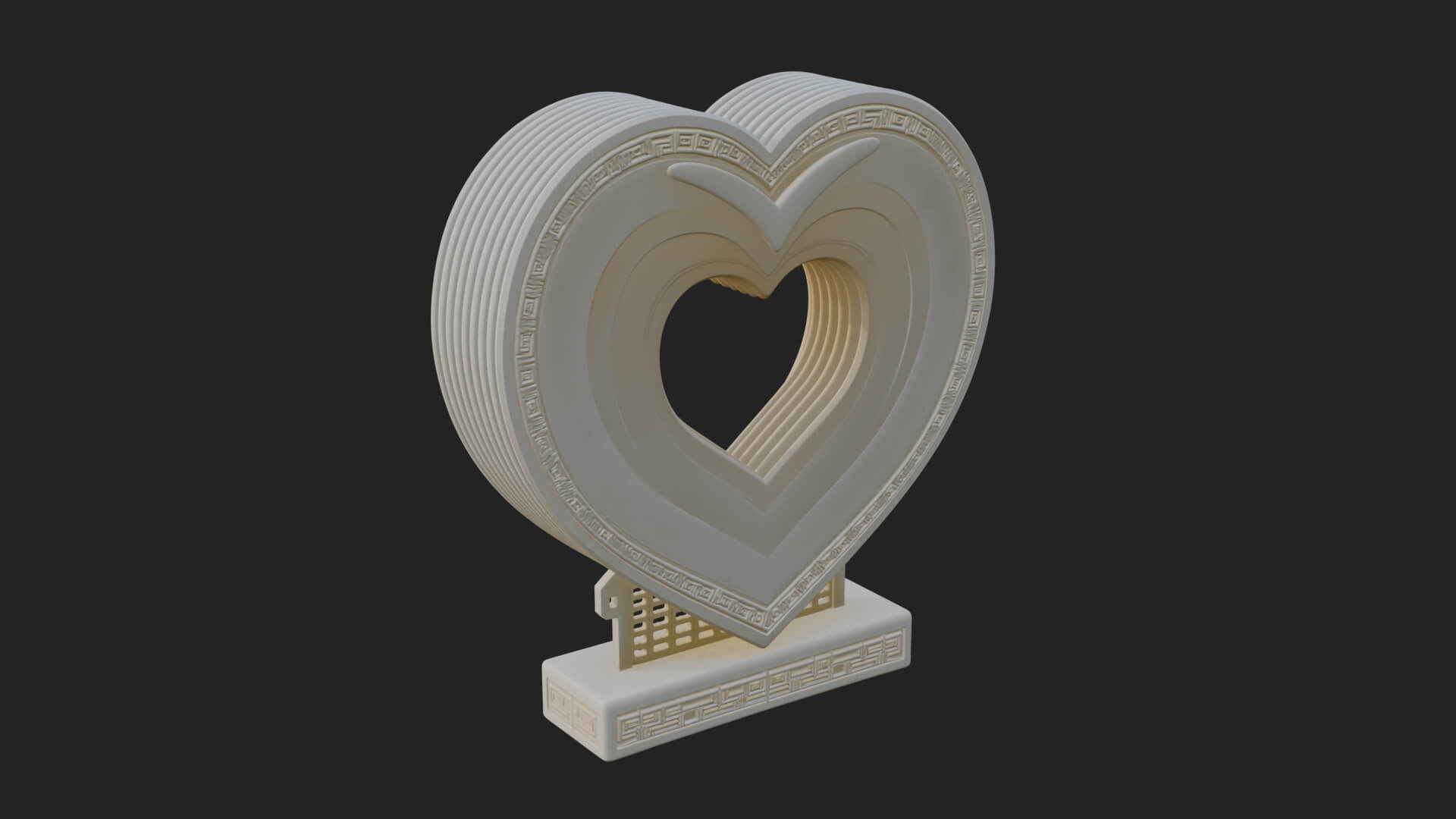 Ornate Framed Heart Plaque Design 232 3D Print Model 3D Model