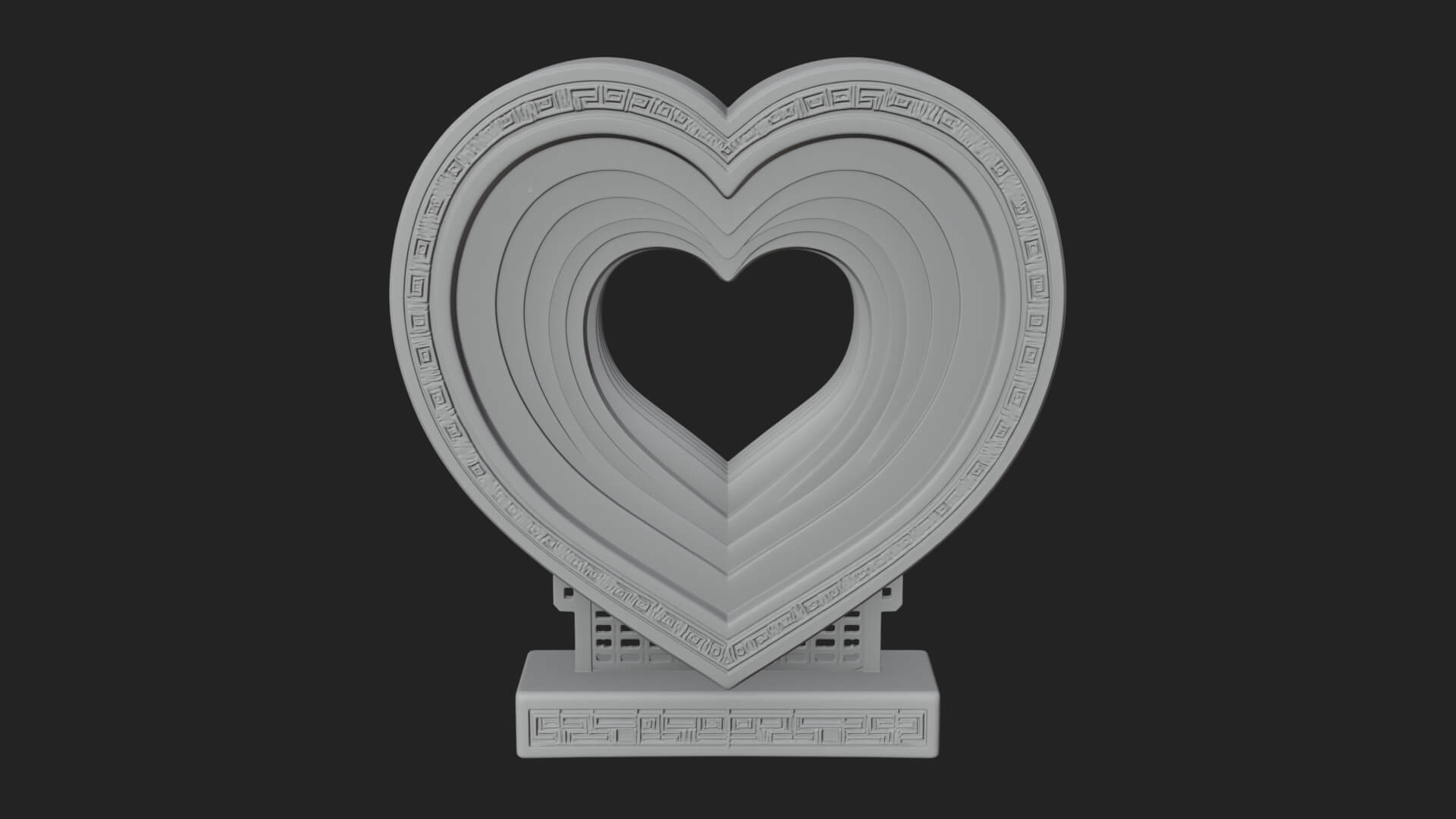 Ornate Framed Heart Plaque Design 232 3D Print Model 3D Model