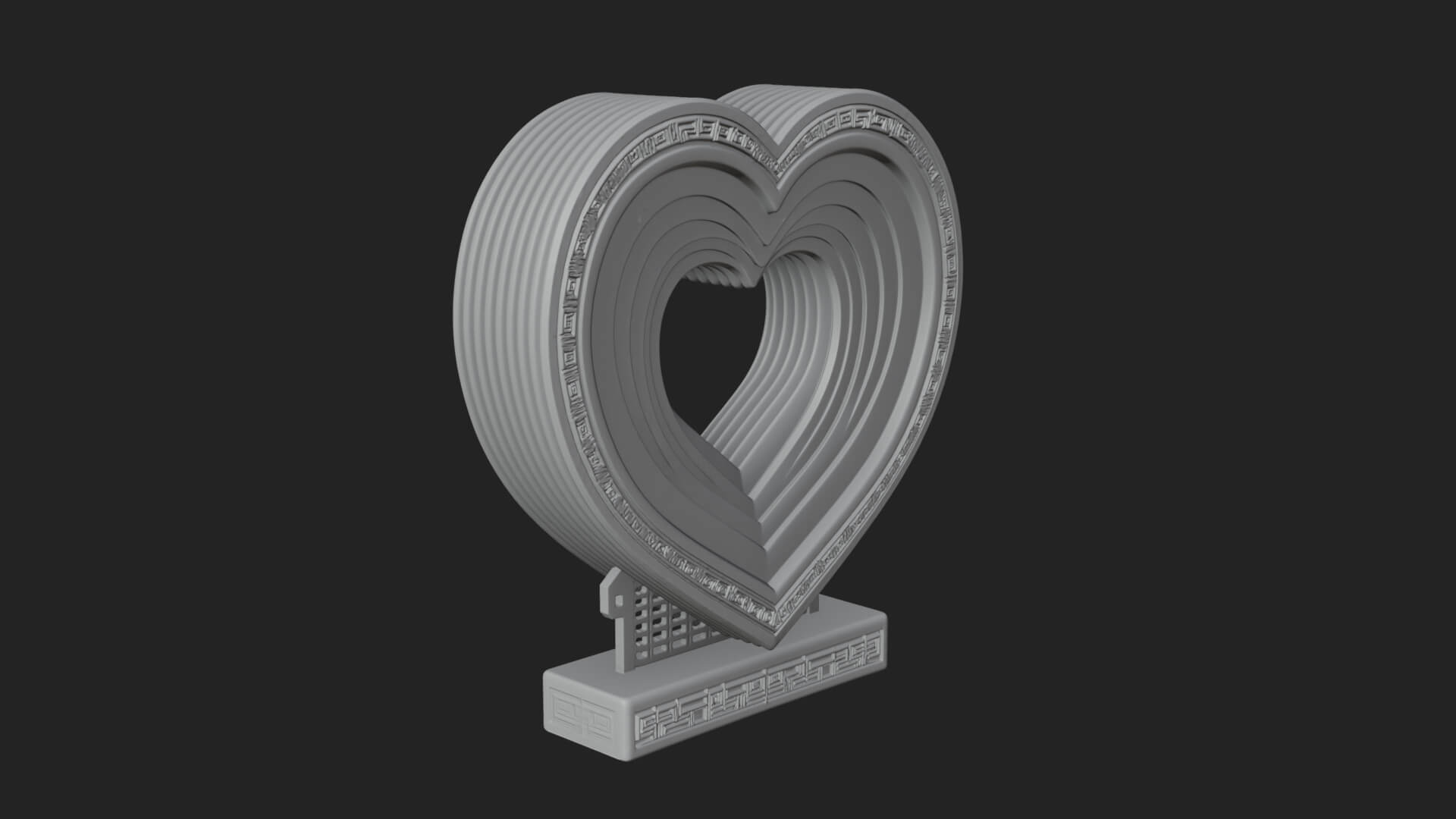 Ornate Framed Heart Plaque Design 232 3D Print Model 3D Model