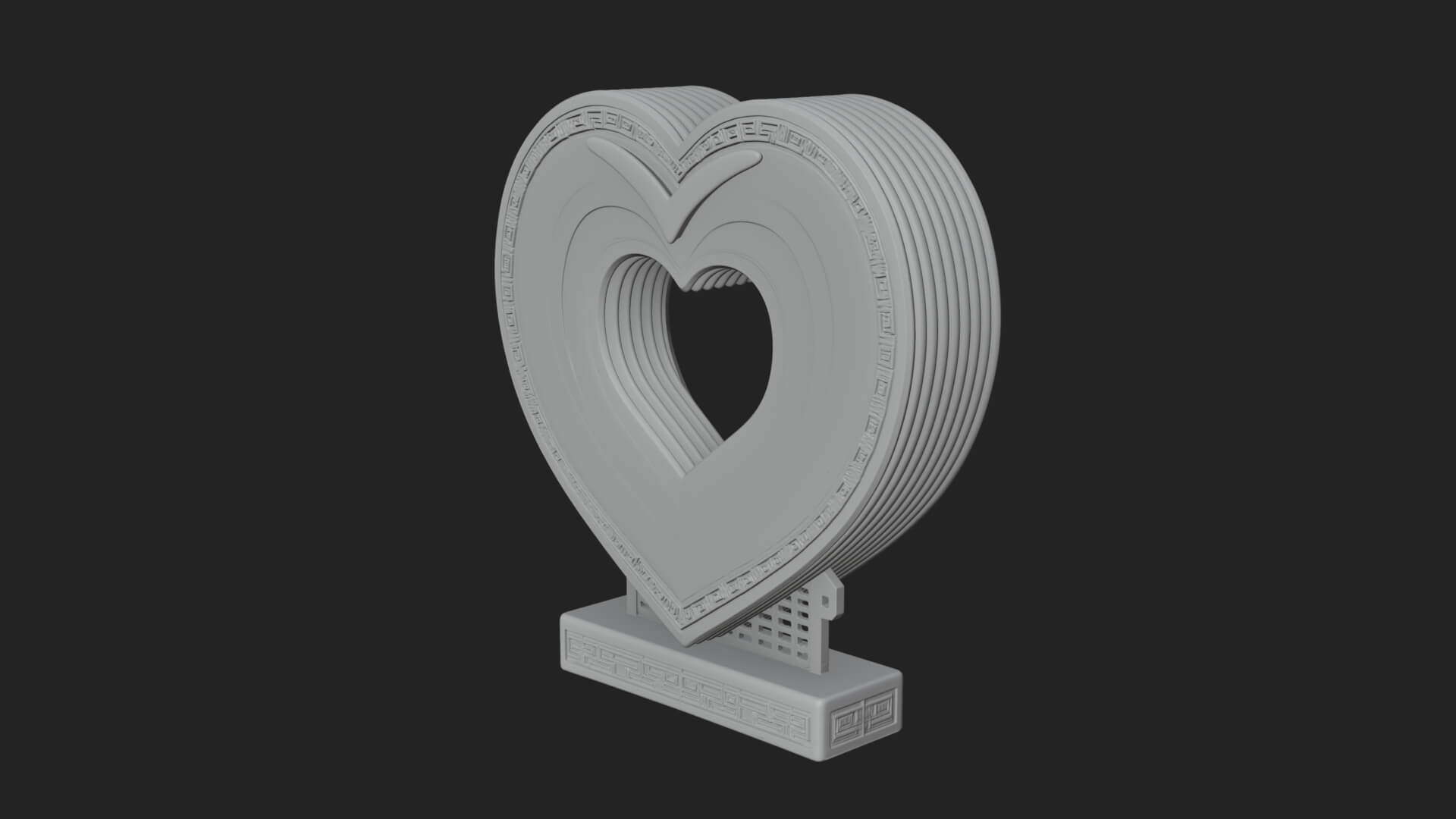 Ornate Framed Heart Plaque Design 232 3D Print Model 3D Model