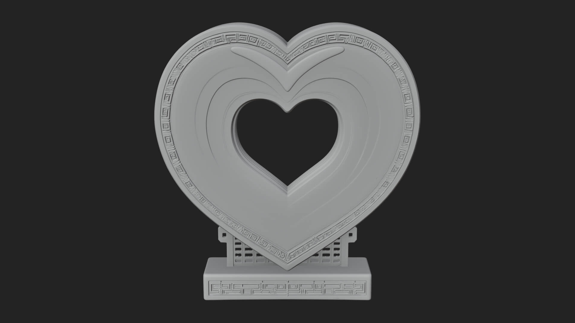 Ornate Framed Heart Plaque Design 232 3D Print Model 3D Model