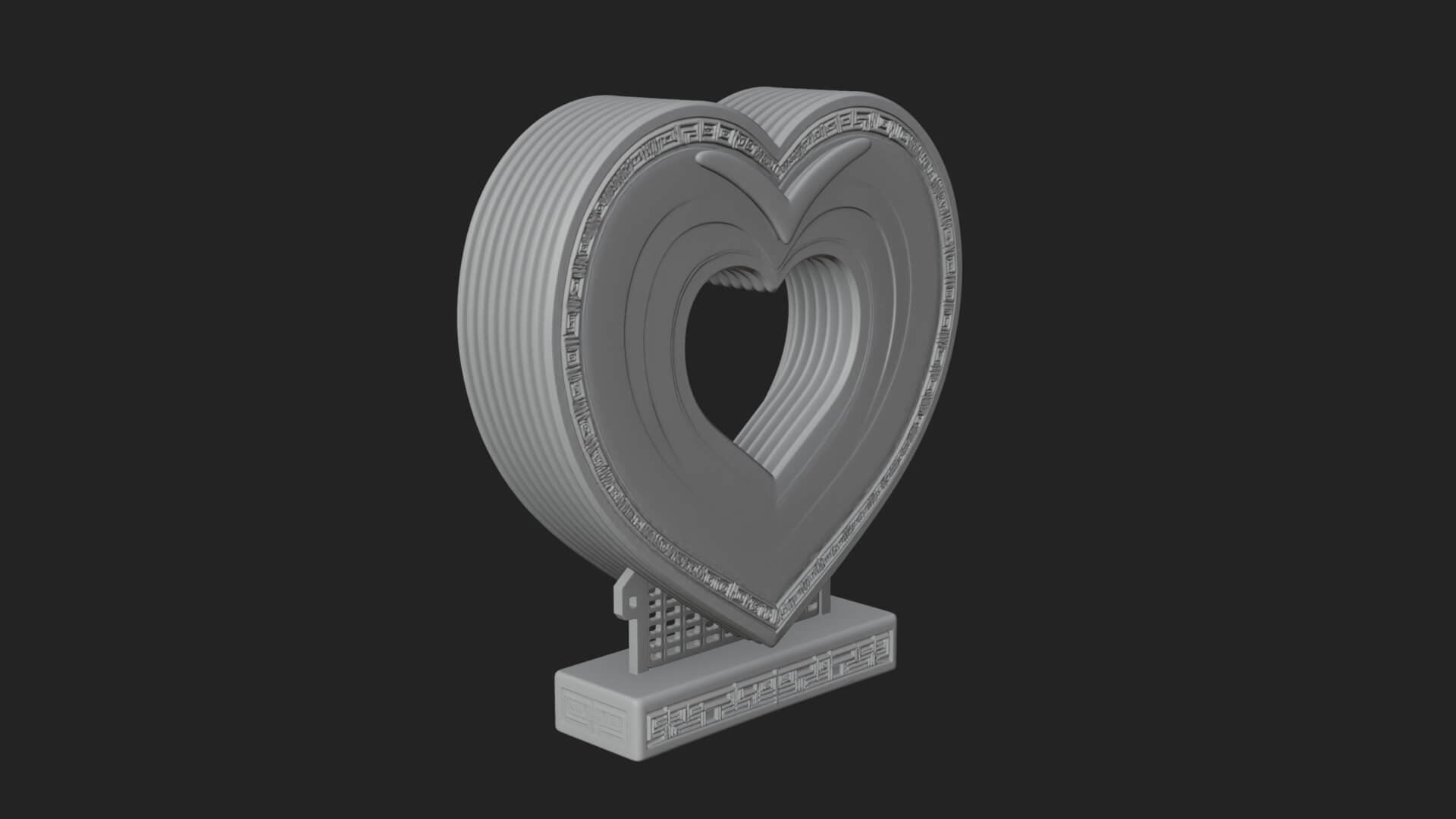 Ornate Framed Heart Plaque Design 232 3D Print Model 3D Model