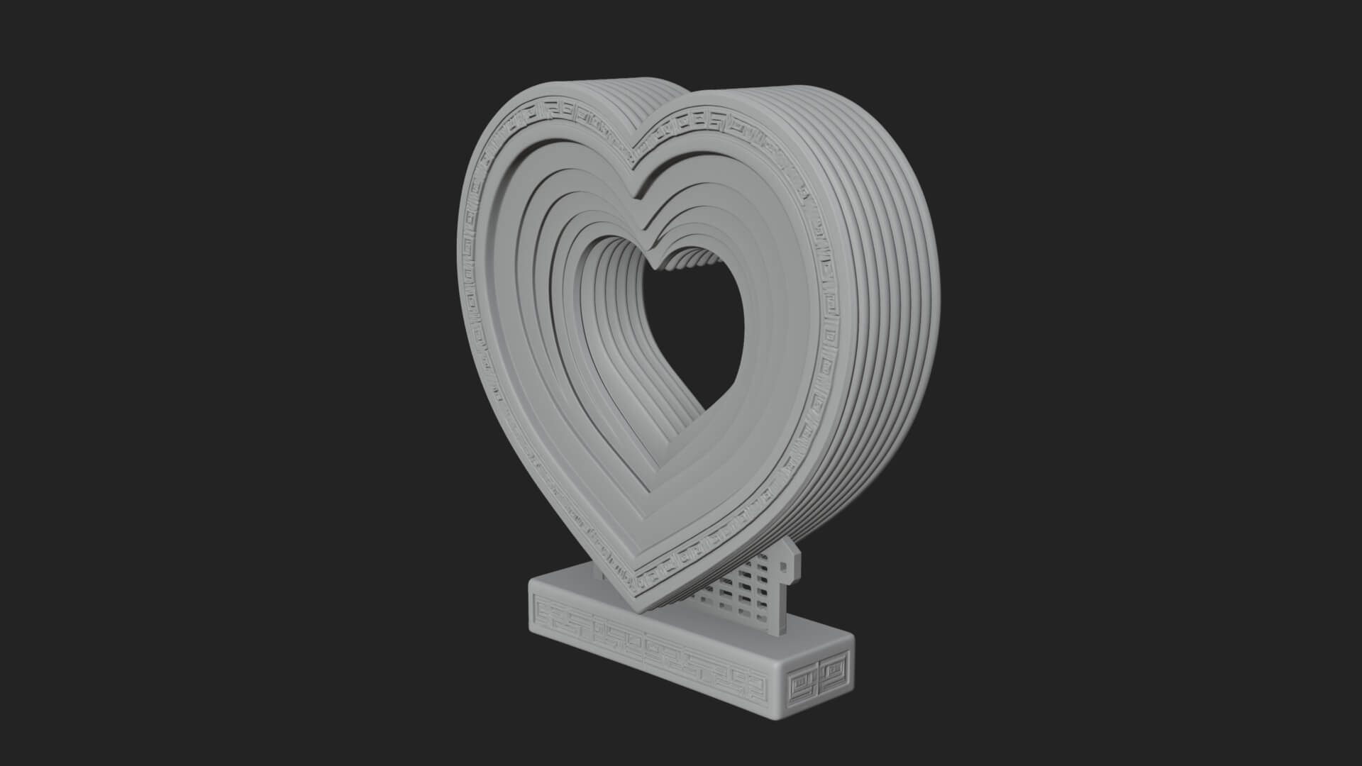 Ornate Framed Heart Plaque Design 232 3D Print Model 3D Model