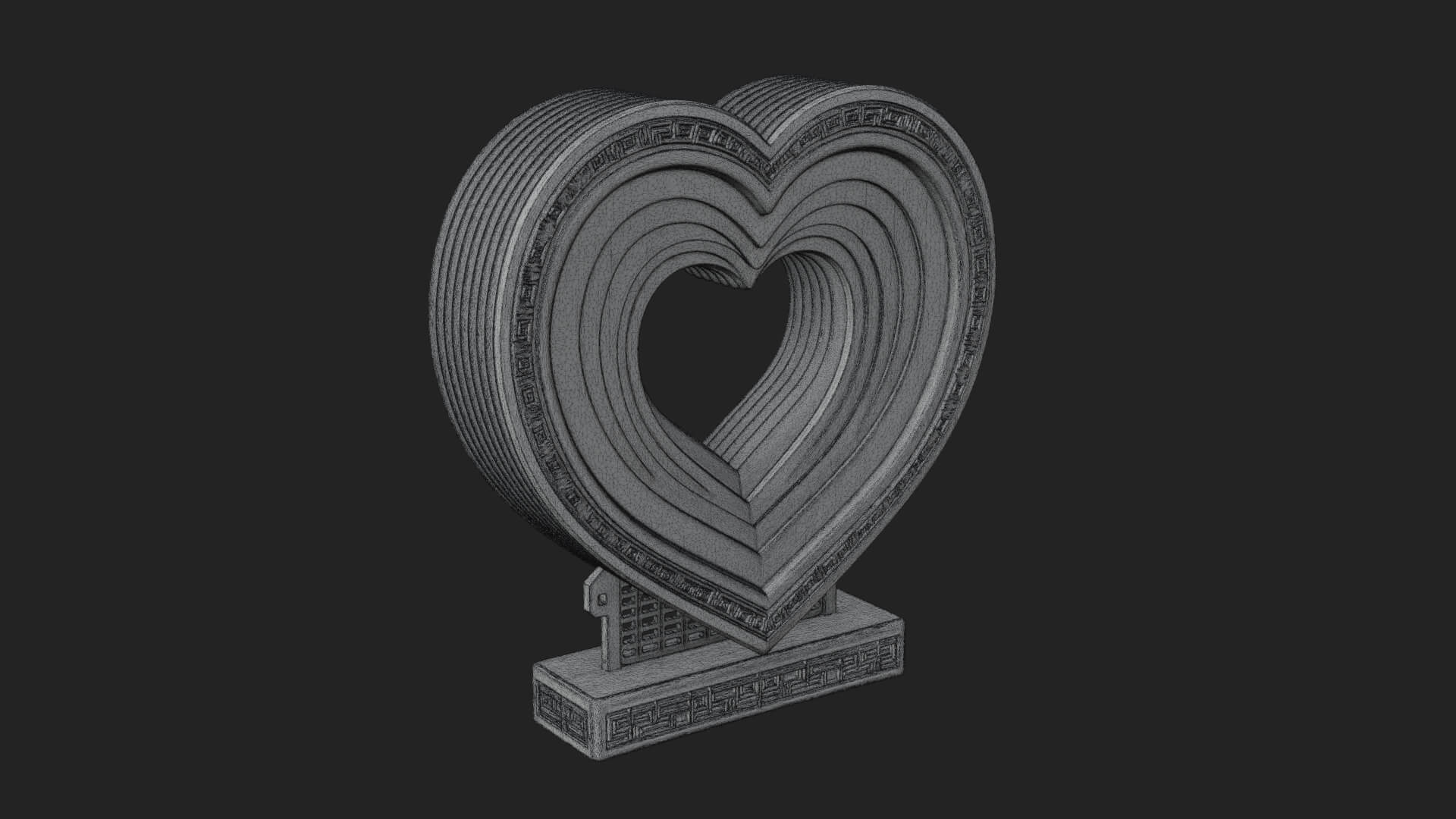 Ornate Framed Heart Plaque Design 232 3D Print Model 3D Model