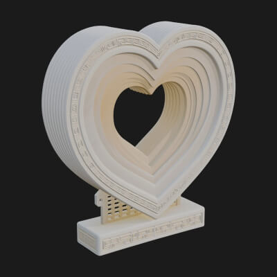 Ornate Framed Heart Plaque Design 232 3D Print Model