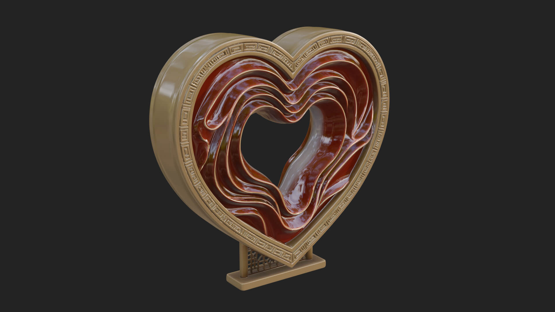 Ornate Framed Heart Plaque Design 233 3D Print Model 3D Model