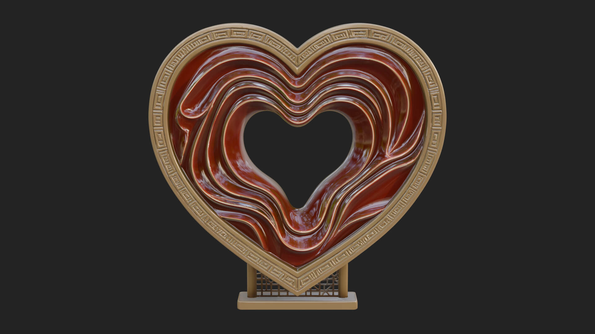 Ornate Framed Heart Plaque Design 233 3D Print Model 3D Model