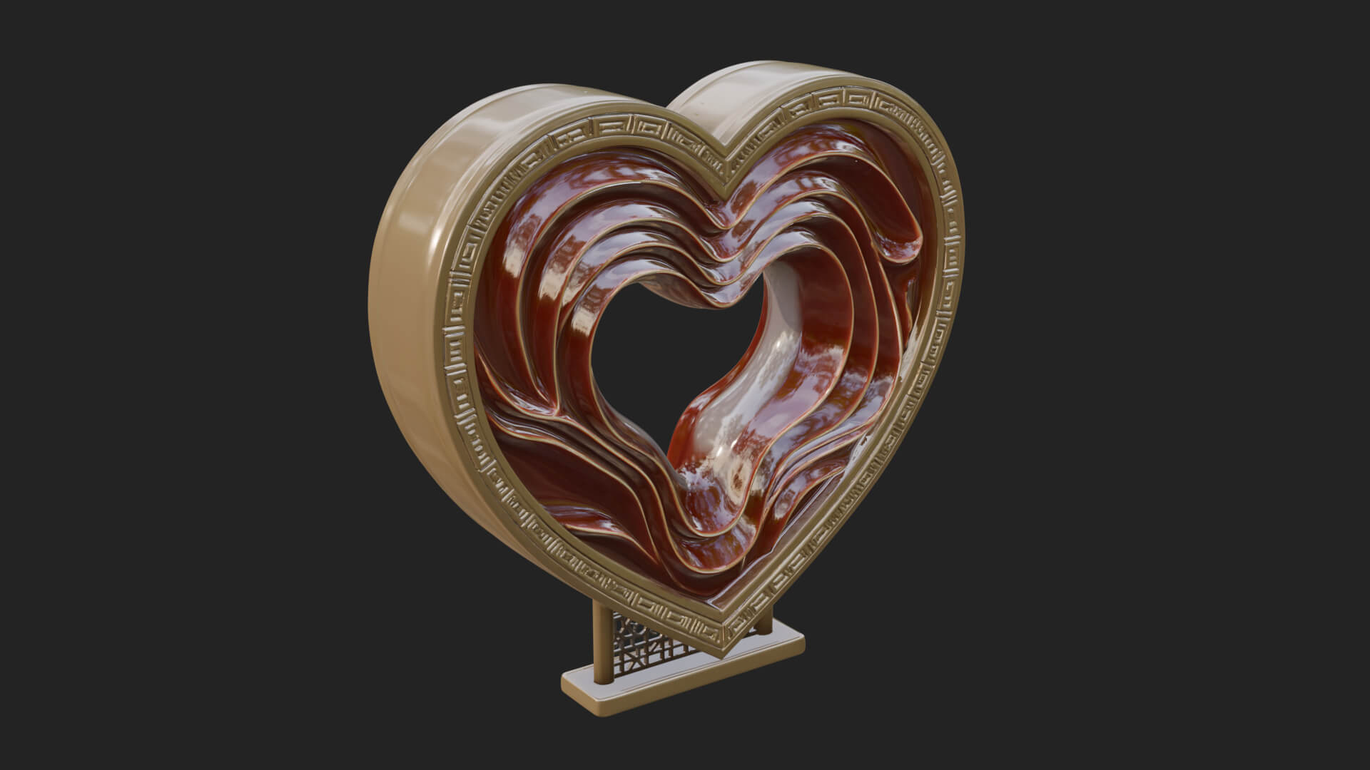 Ornate Framed Heart Plaque Design 233 3D Print Model 3D Model