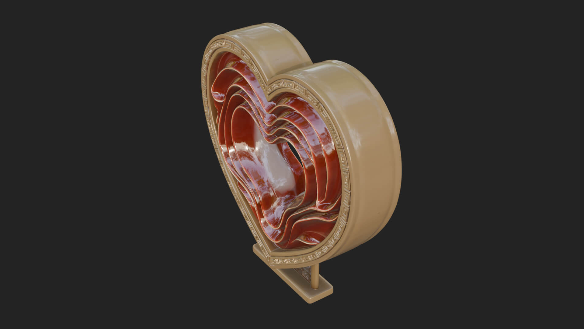 Ornate Framed Heart Plaque Design 233 3D Print Model 3D Model