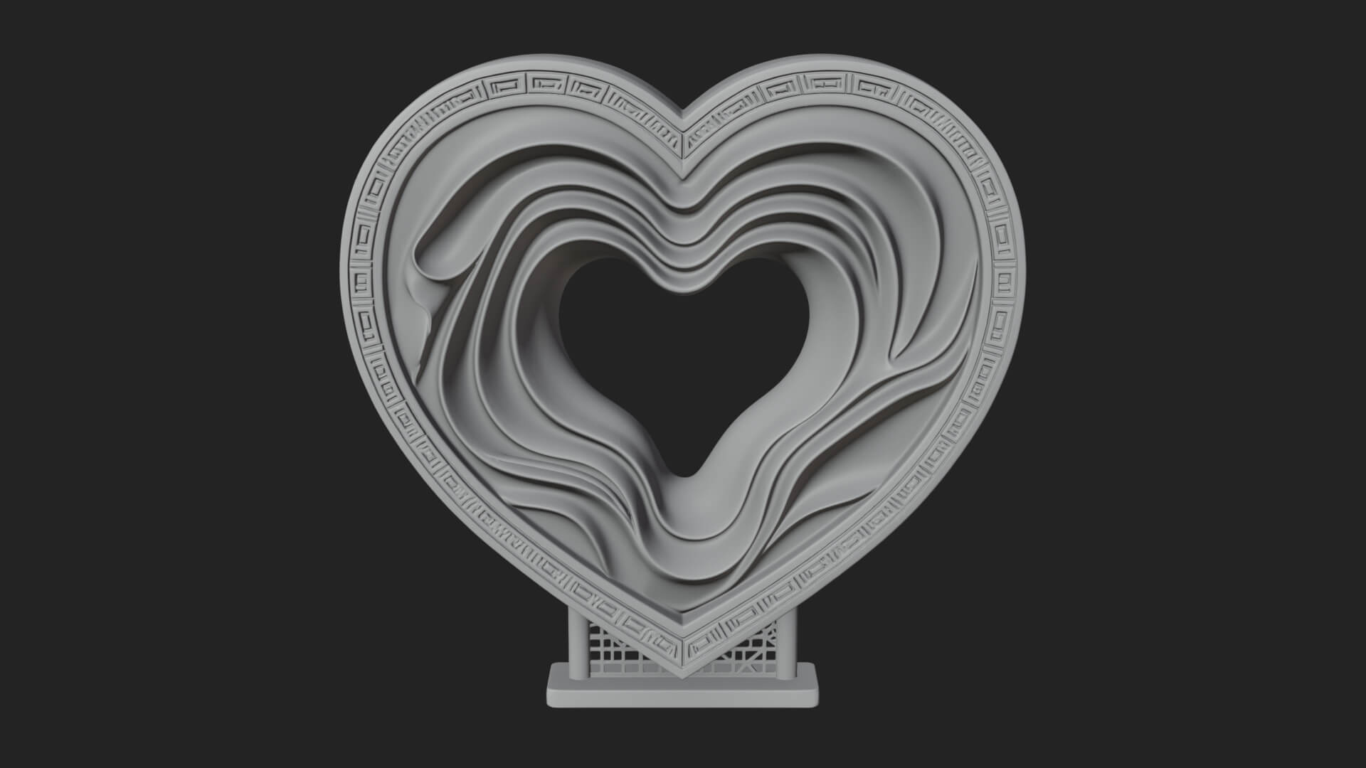 Ornate Framed Heart Plaque Design 233 3D Print Model 3D Model