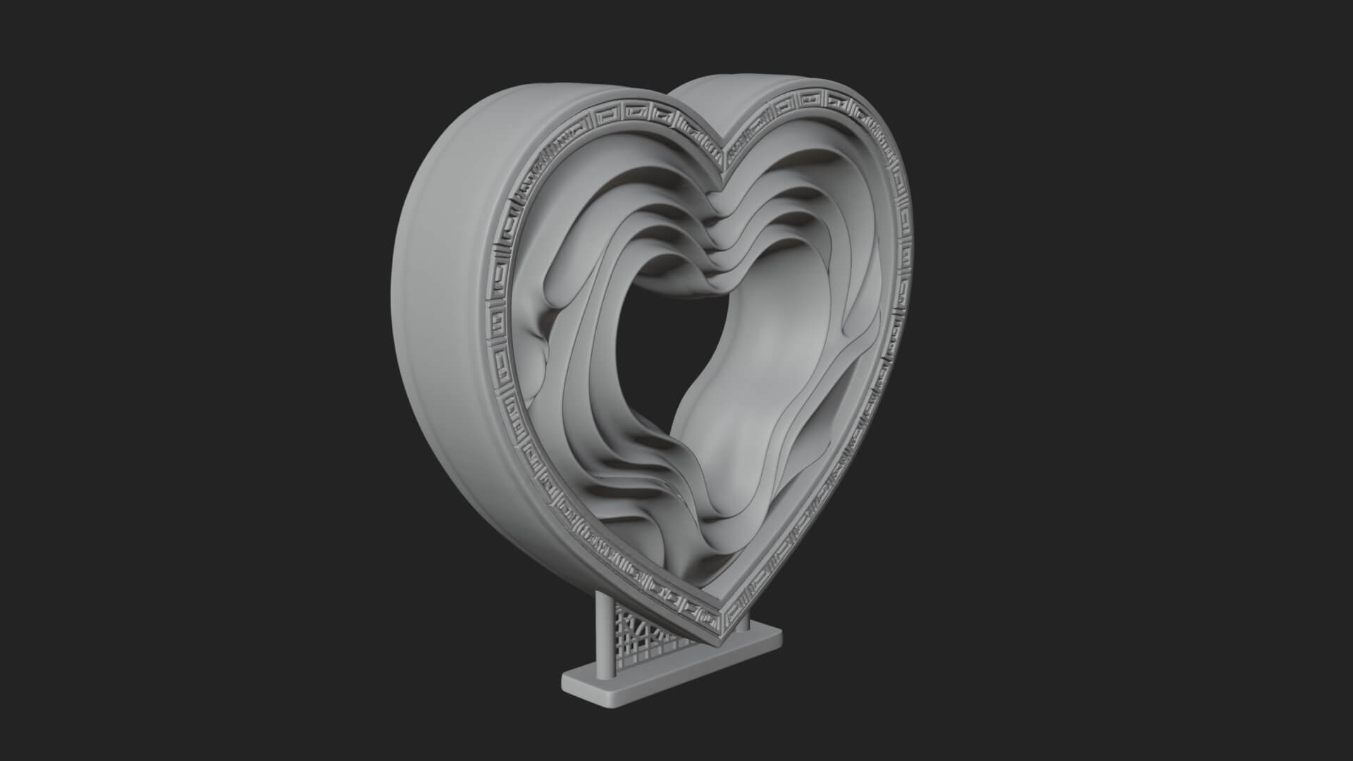 Ornate Framed Heart Plaque Design 233 3D Print Model 3D Model
